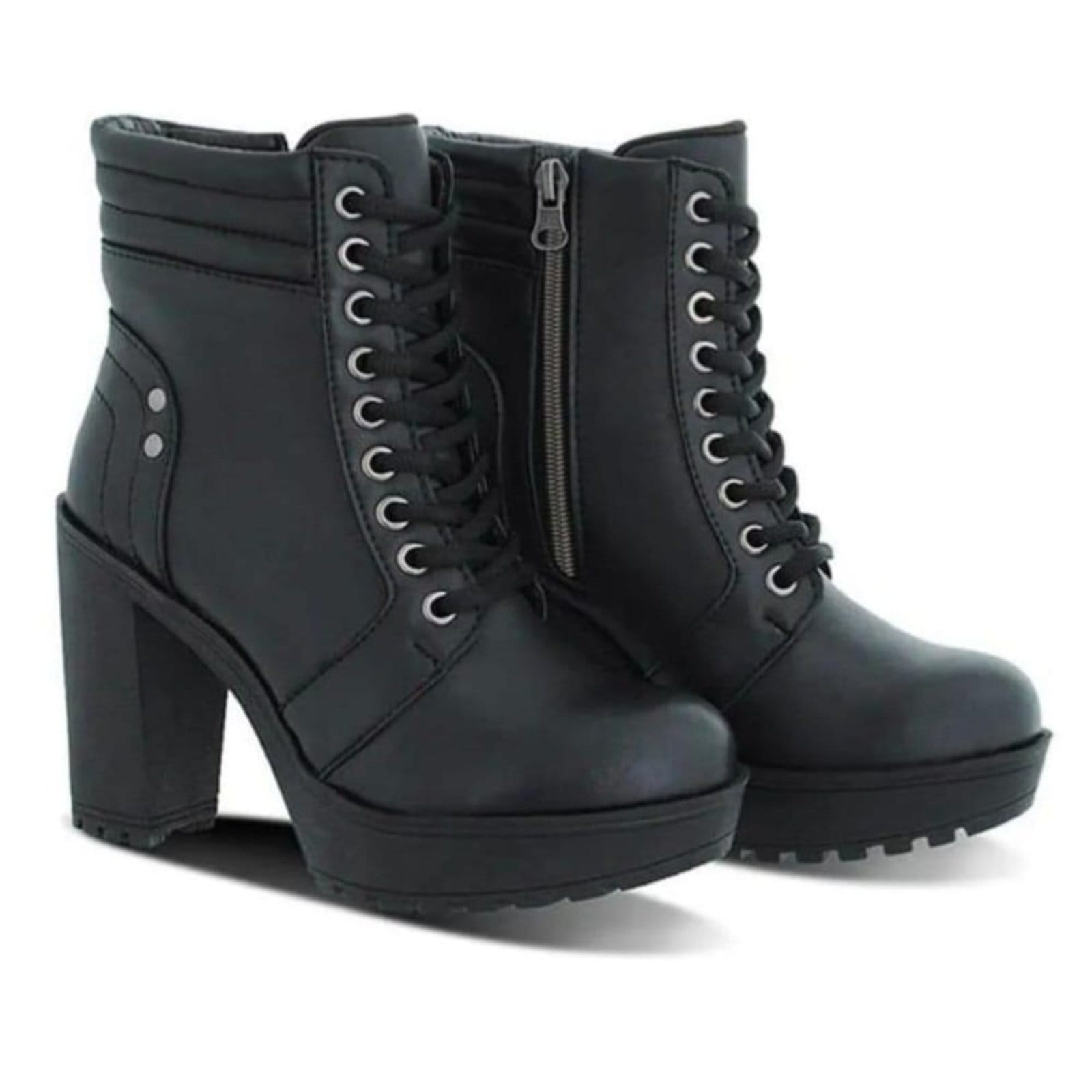 Bota Feminina Coturno Salto Alto Cano Curto Confortável Calce Facil