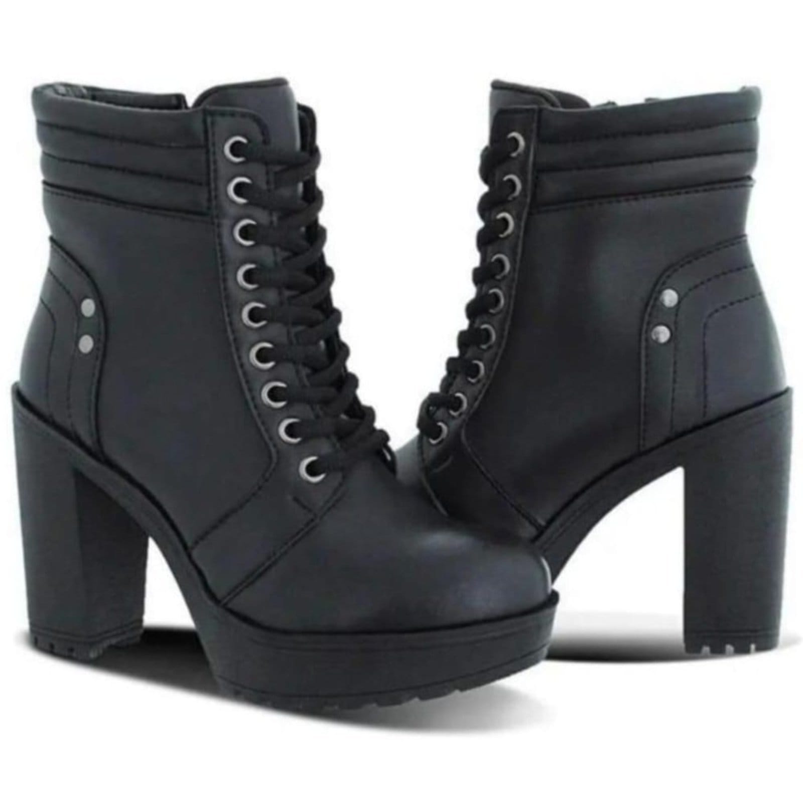 Vista 2 Bota Feminina Coturno Salto Alto Cano Curto Confortável Calce Facil CARMELO SHOES preto