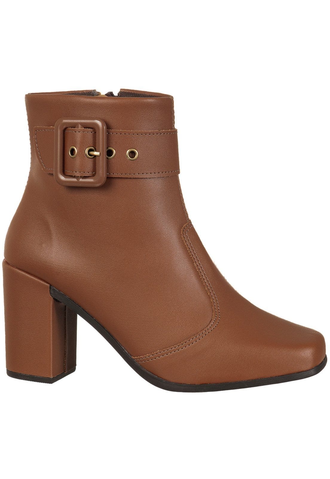 Vista principal Bota GiGiL Bico Quadrado Salto Alto Fivela Gigil caramelo/marrom