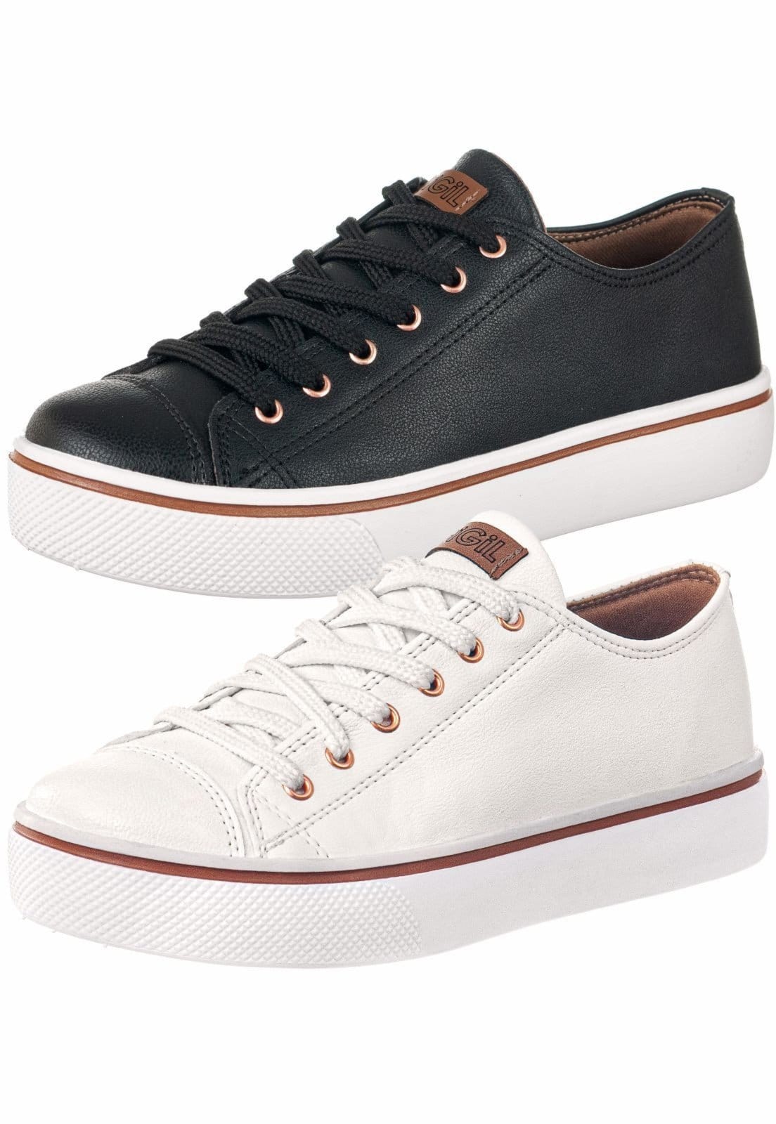 Vista principal Kit 02 Pares Tênis Feminino Casual GiGiL Star Gigil branco/preto