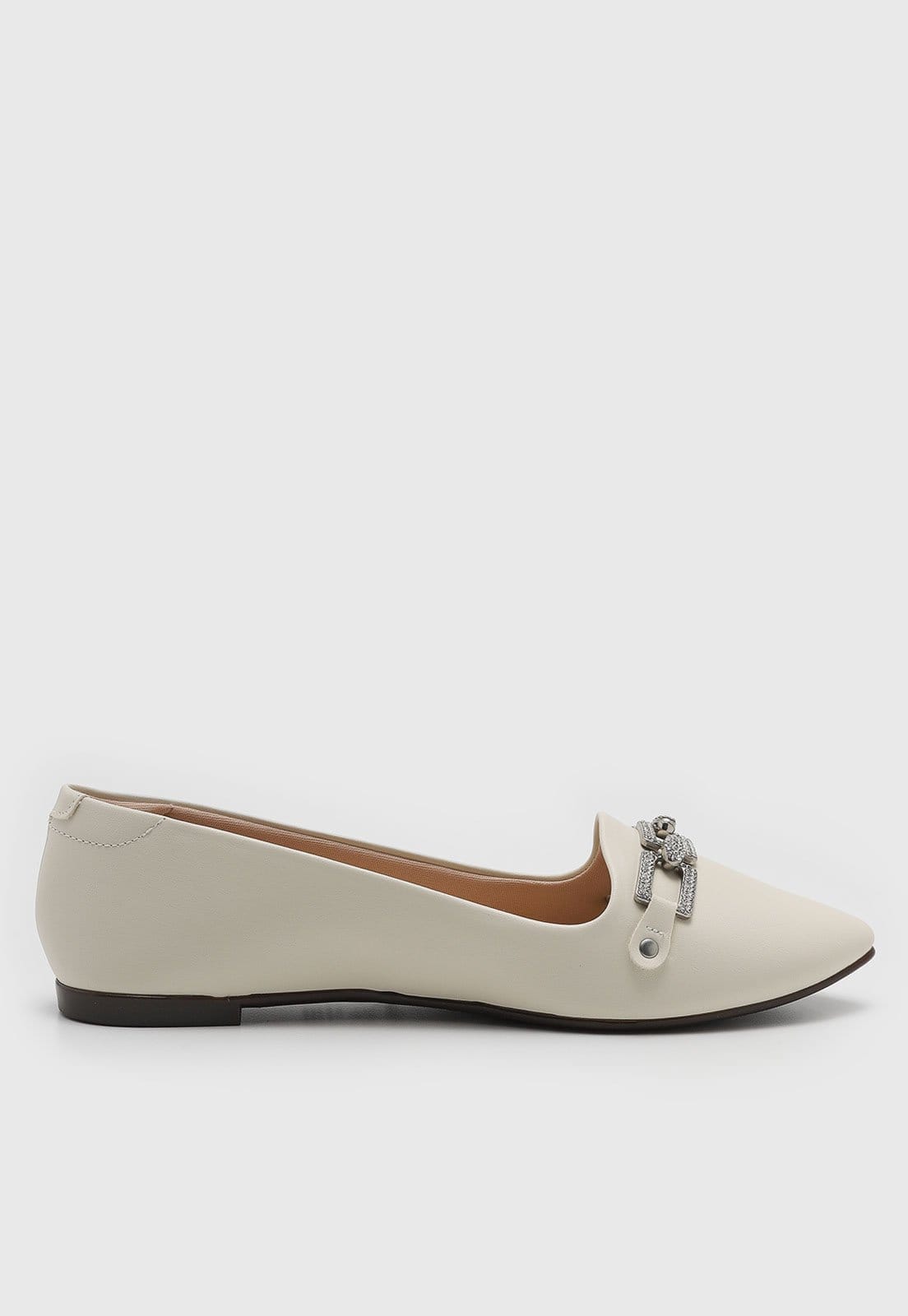 Vista 2 Sapatilha Feminina Moleca Detalhe Metalizado Off-White MOLECA off-white white