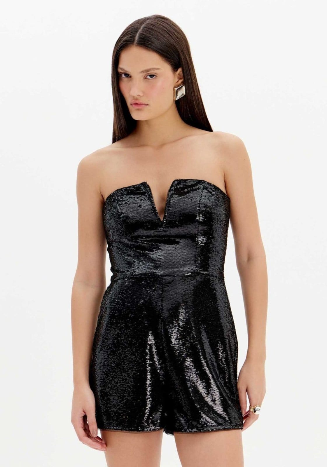 Vista 2 Macacão Curto Paetê My Favorite Things preto