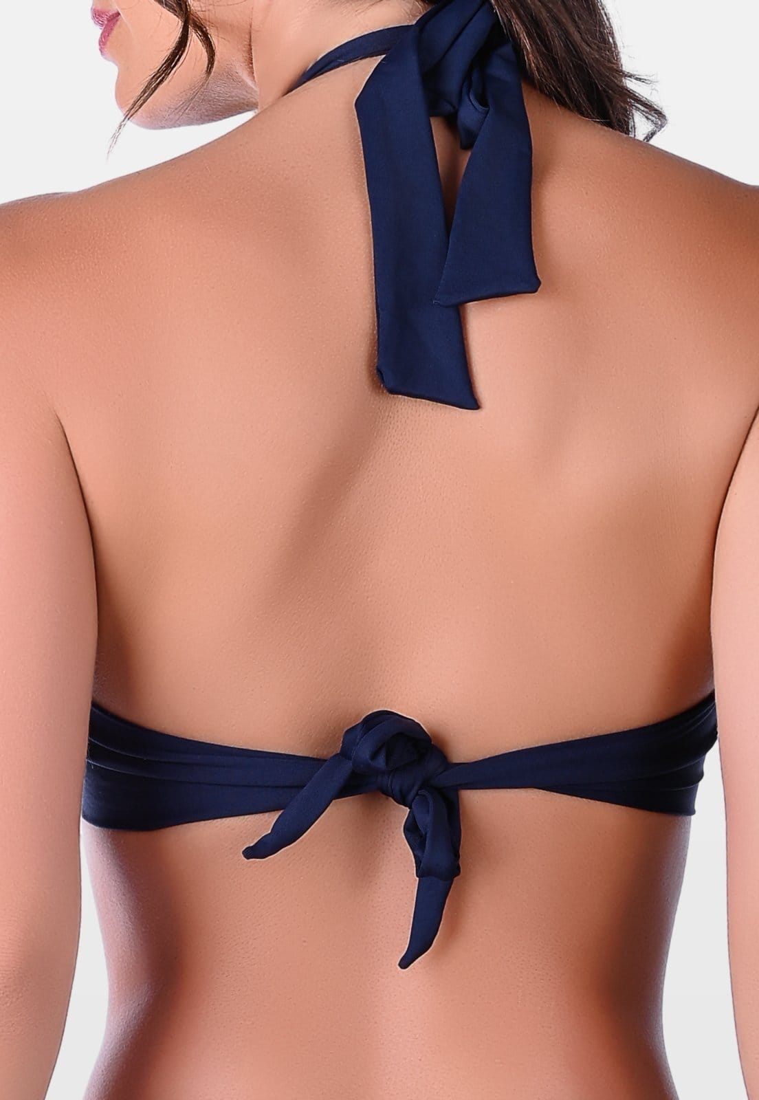 Vista 2 Top Summer Soul Reforçado Bojo Meia Taça e Aro Detalhe Frontal Com Amarração Escuro Summer Soul azul