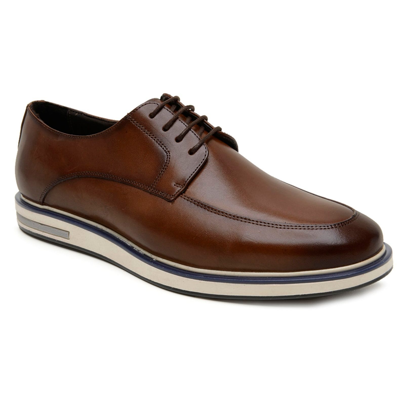 Vista principal Sapato Masculino De Couro Veritimo Casual Social Derby Brogue Amarrar Esporte Fino Veritimo café