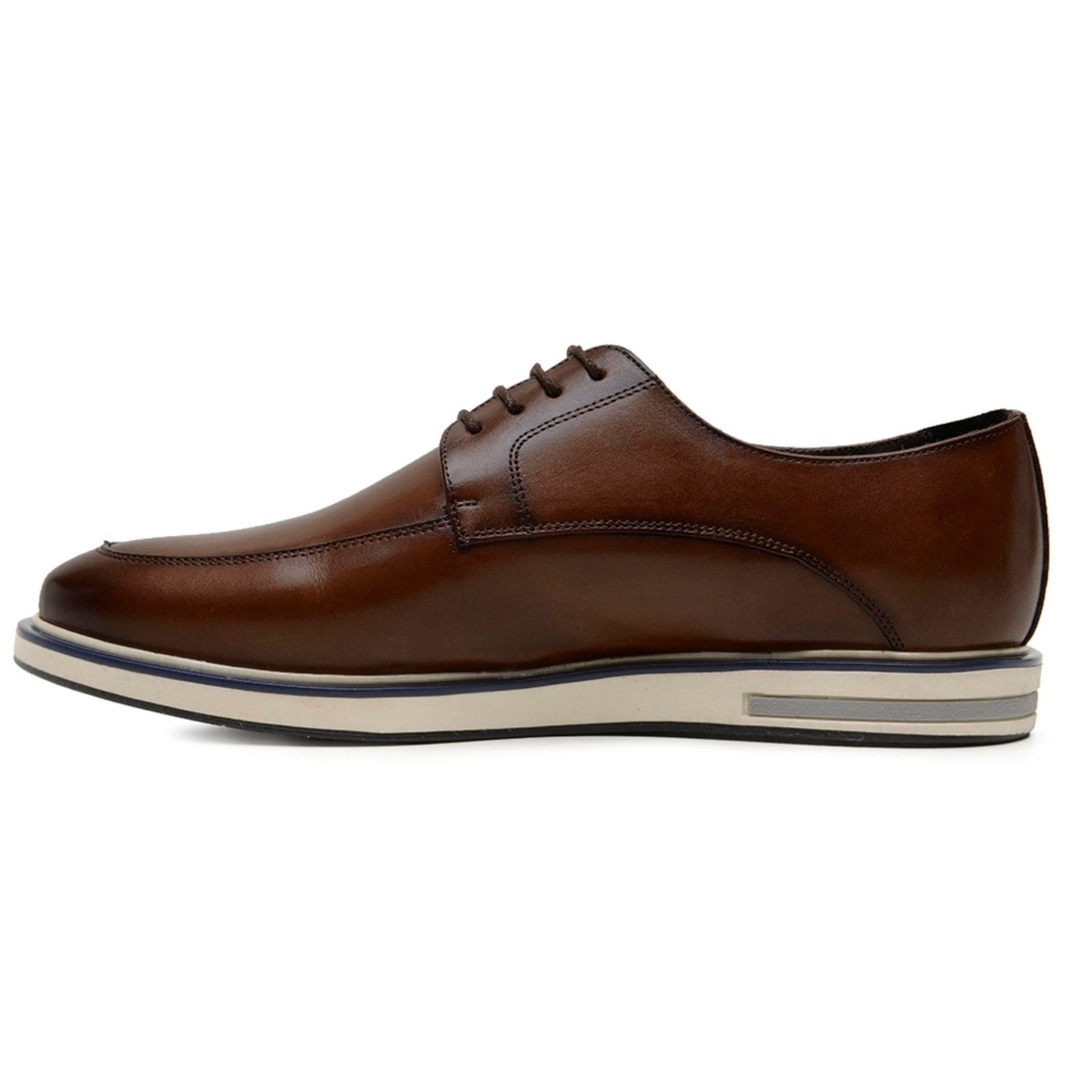 Vista 2 Sapato Masculino De Couro Veritimo Casual Social Derby Brogue Amarrar Esporte Fino Veritimo café