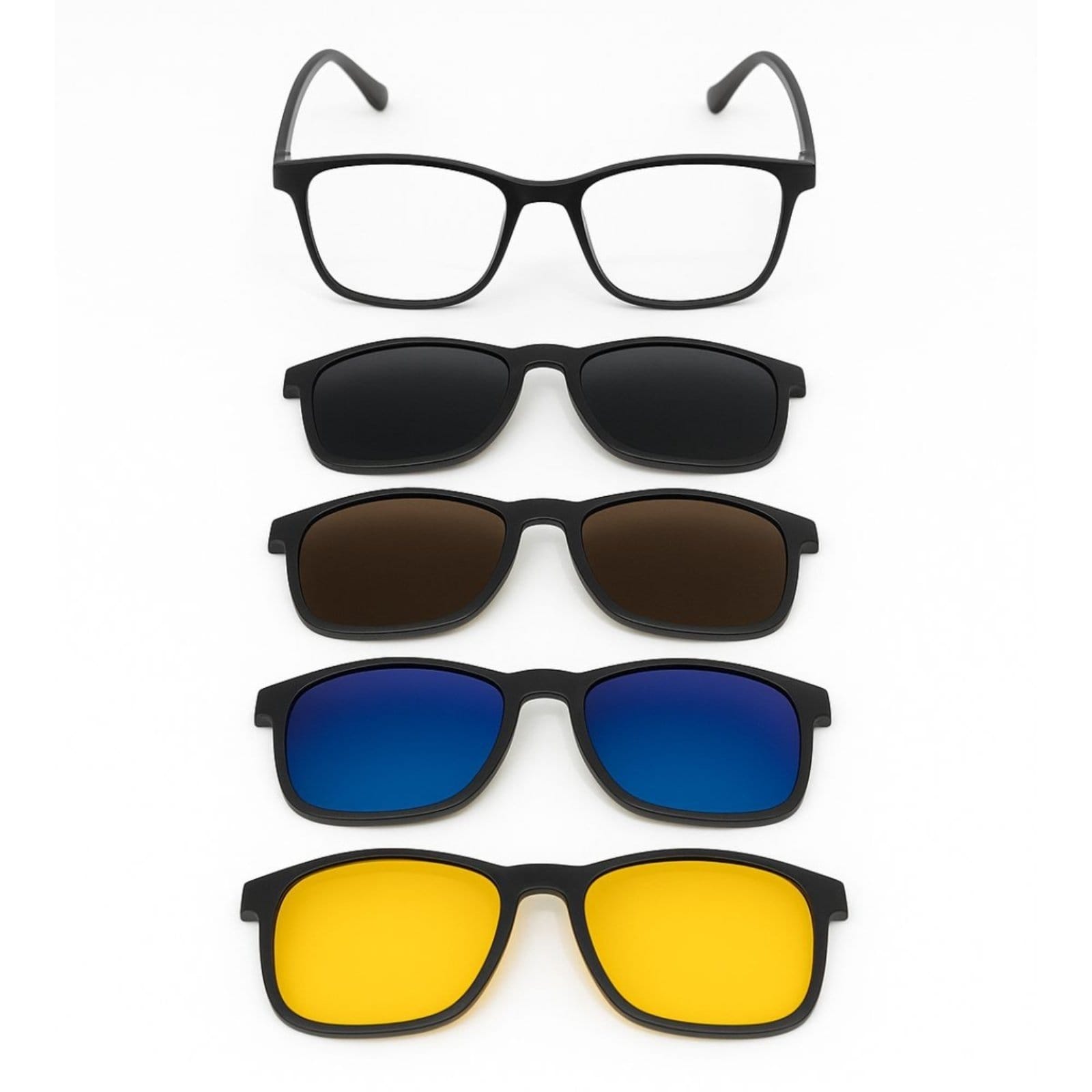 Óculos Clip-On 5 em 1 Lentes Magnéticas UV400 Premium