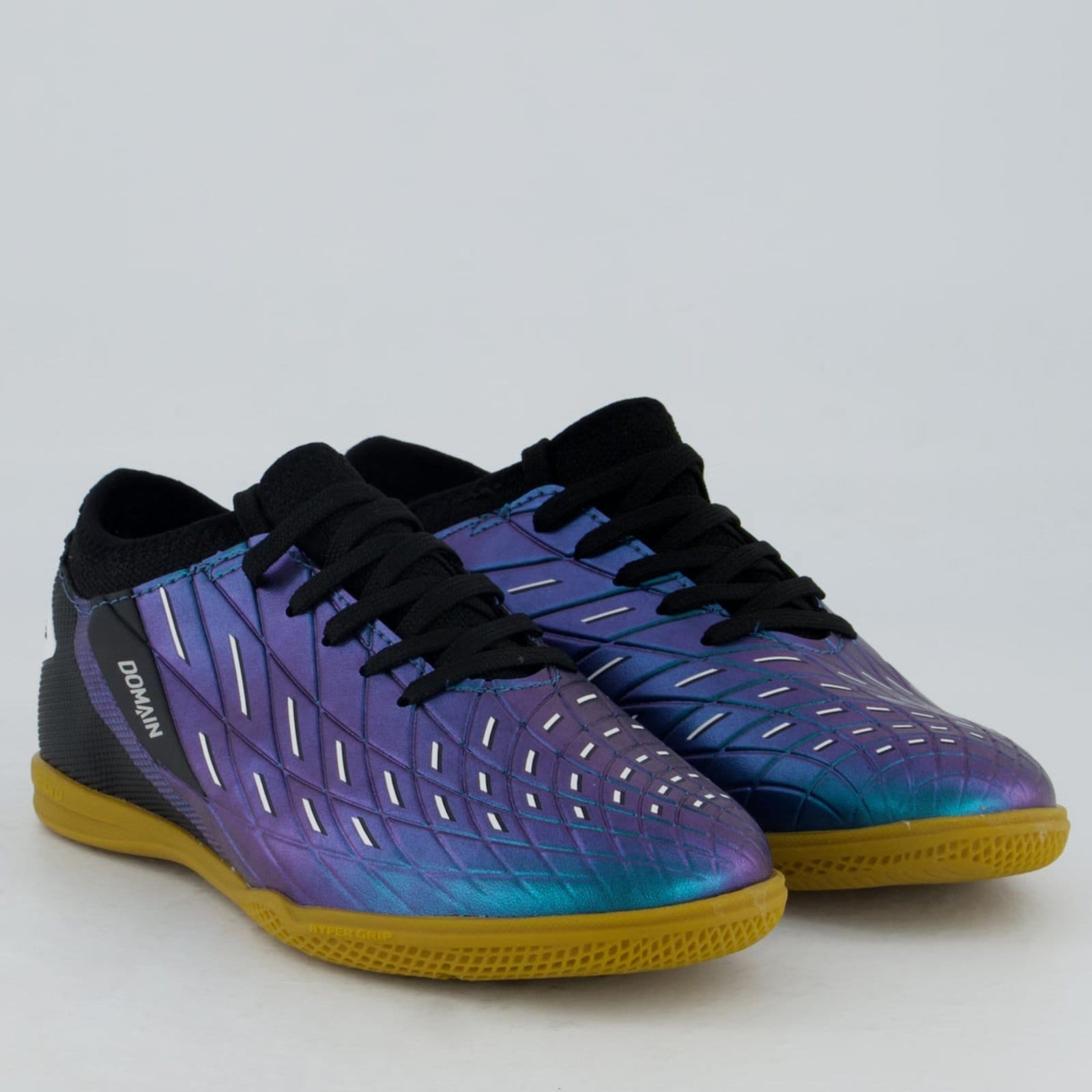 Vista 2 Chuteira Umbro Domain Futsal Juvenil e Preta Umbro azul