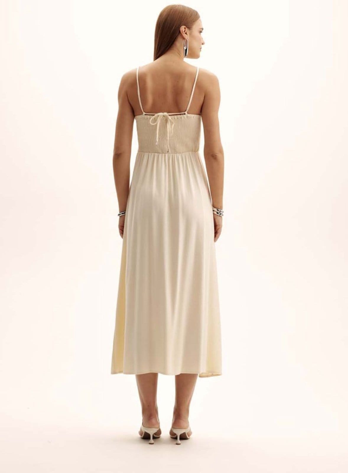 Vista 2 Vestido Comfort Amarração e Lastex Triton Affogato Triton bege