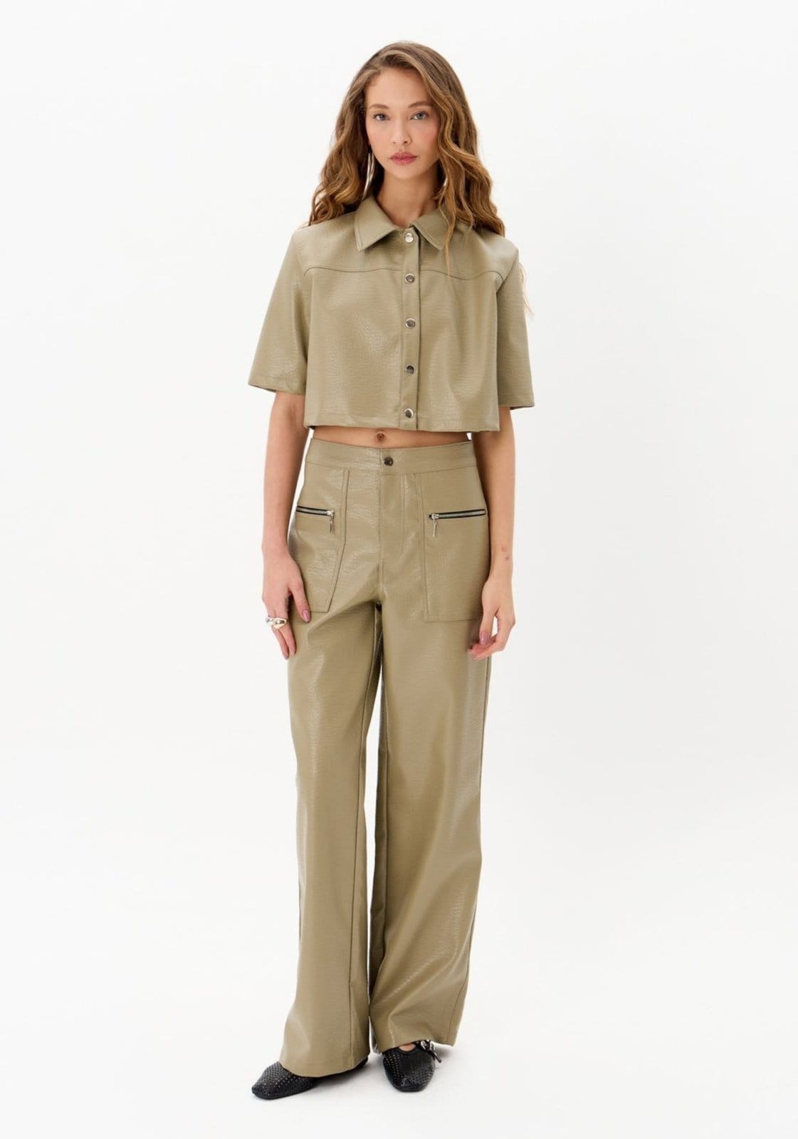 Vista principal Calça PU Cintura Média My Favorite Things branco