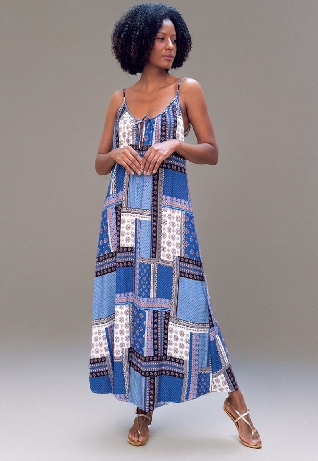 Vista 2 Vestido Midi Amplo Blue Baby Amazonia Vital azul/estampado blue