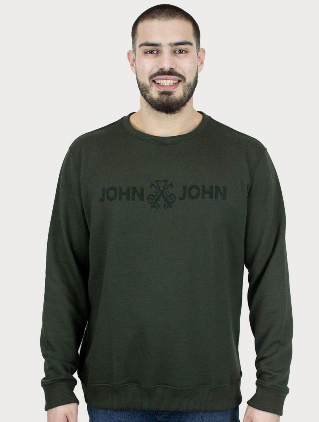 Moletom John John Masculino New Basic Logo Rusty Verde Escuro