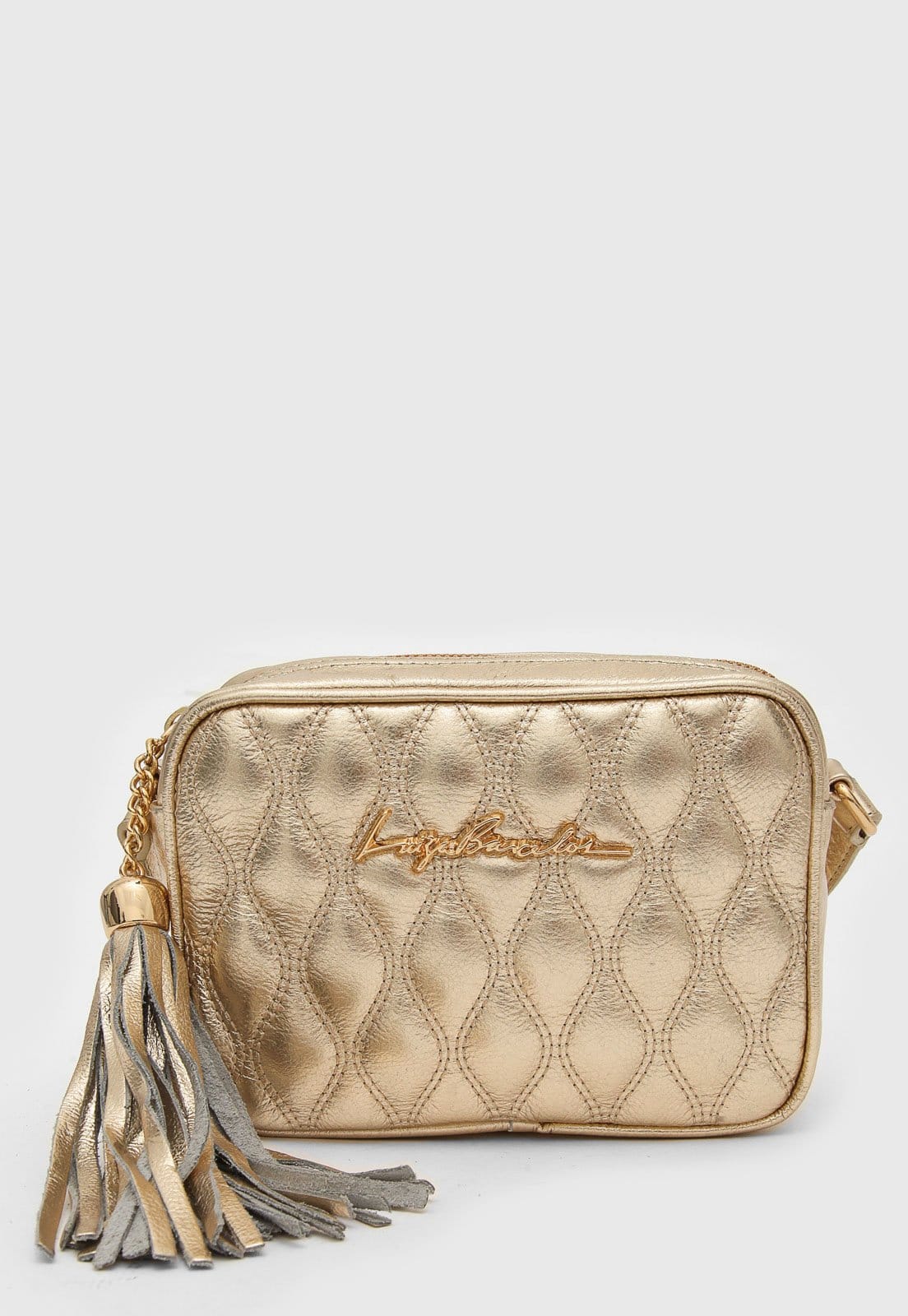 Bolsa Tiracolo Luiza Barcelos Metalizada Tassel Dourada