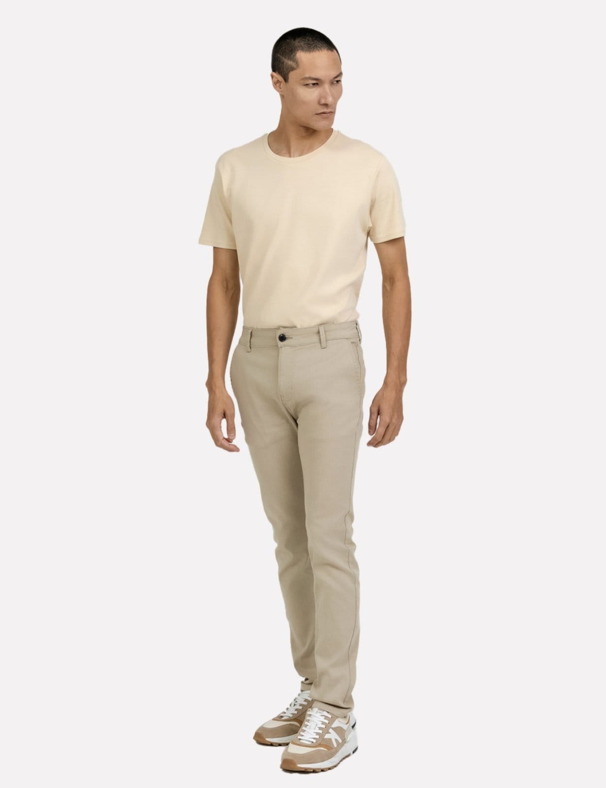 Calça K&J Black Masculina Slim Sarja Bege