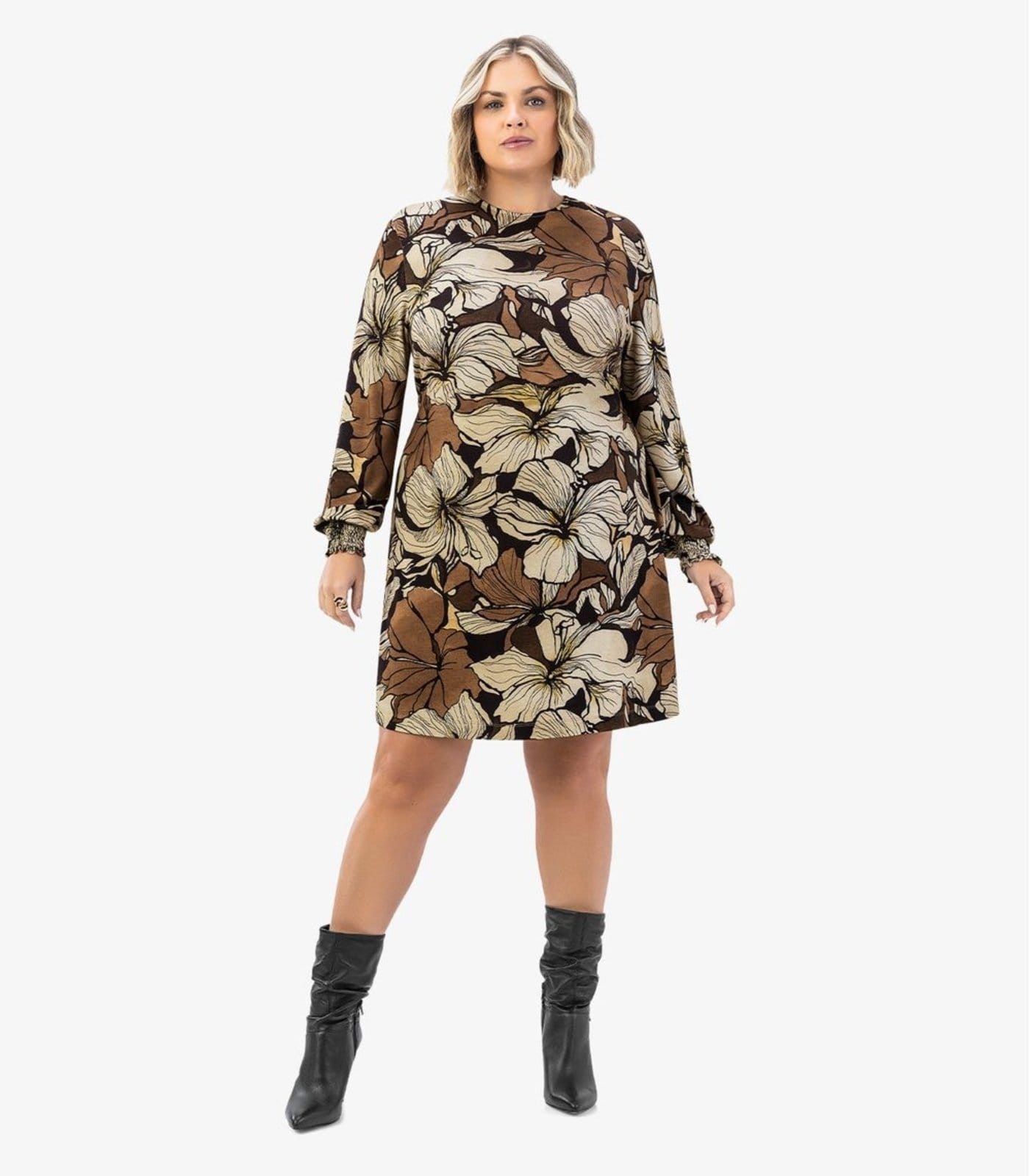 Vista 2 Vestido Curto Plus Size Secret Glam Secret Glam marrom