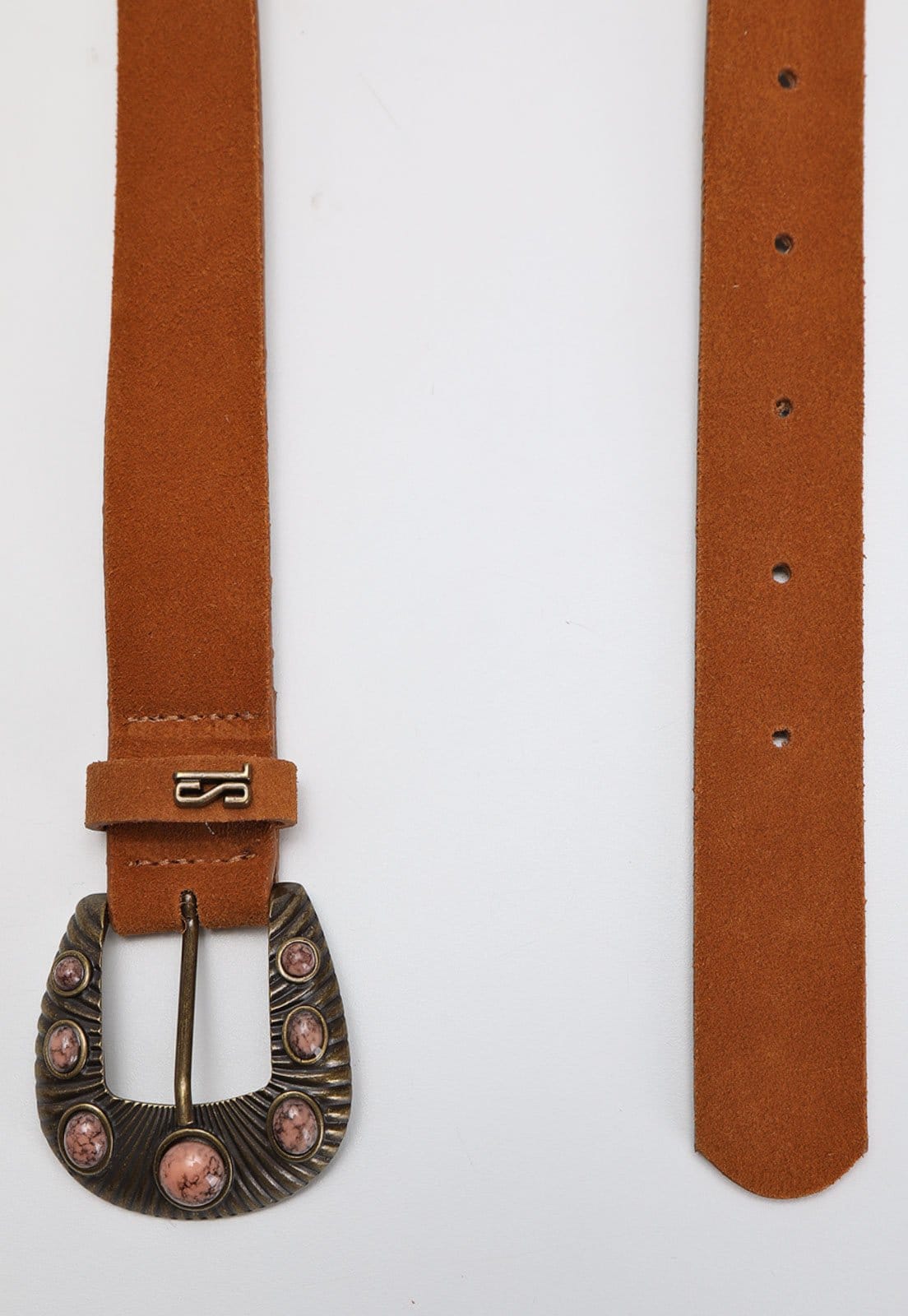 Vista 2 Cinto Feminino Santa Lolla Fivela Pedras Santa Lolla caramelo