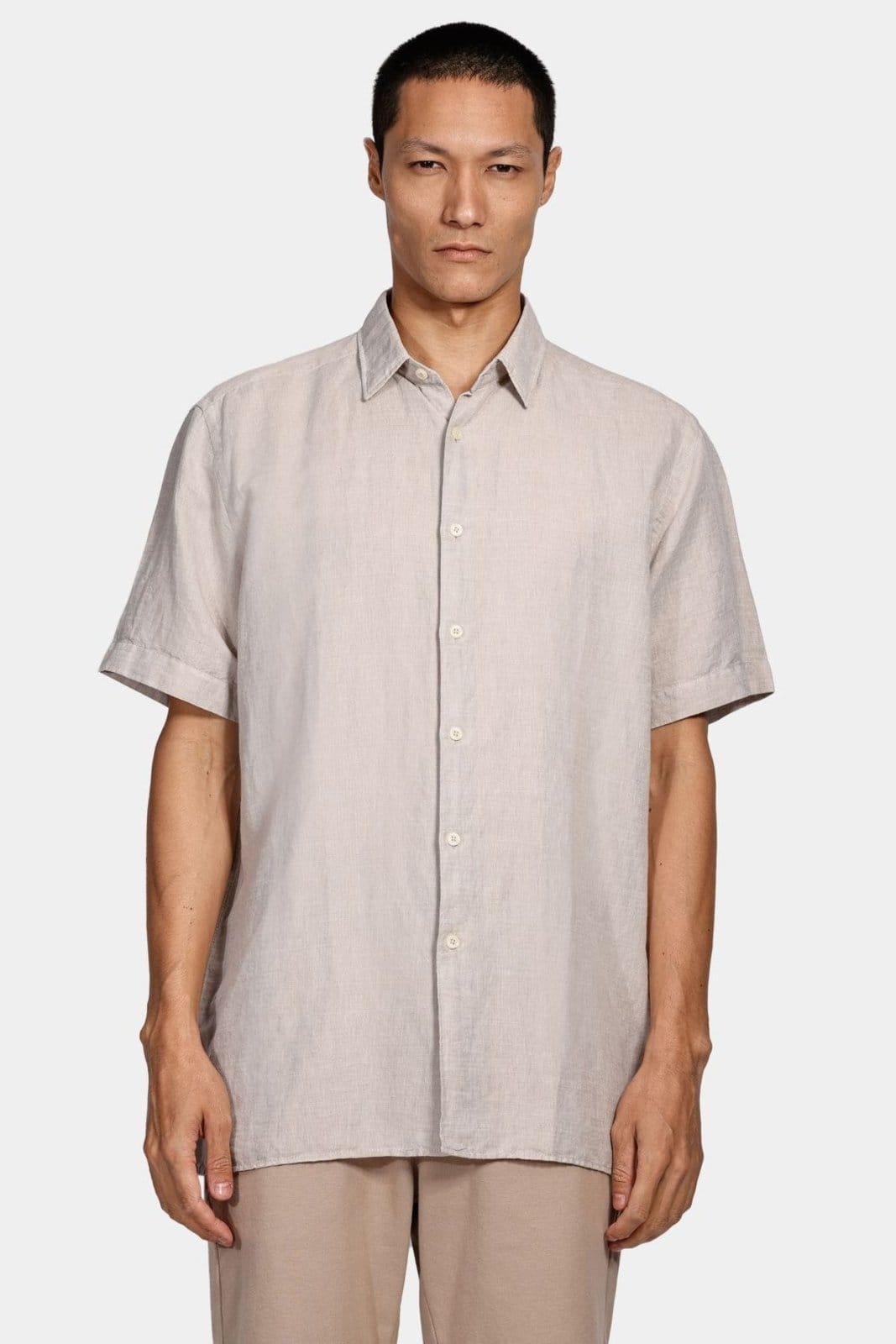 Camisa Aramis Manga Curta Regular Linho Martinelli Caqui