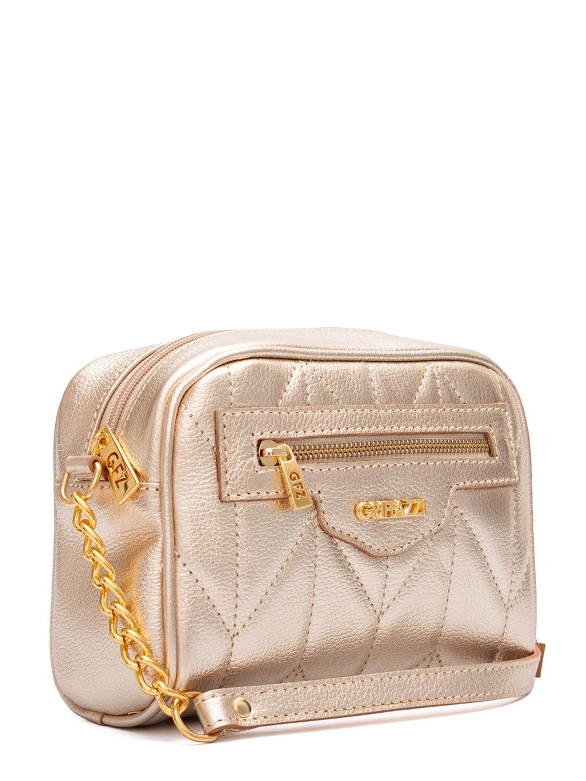 Vista 2 Bolsa de Couro Griffazzi Ombro Ouro Griffazzi ouro velho