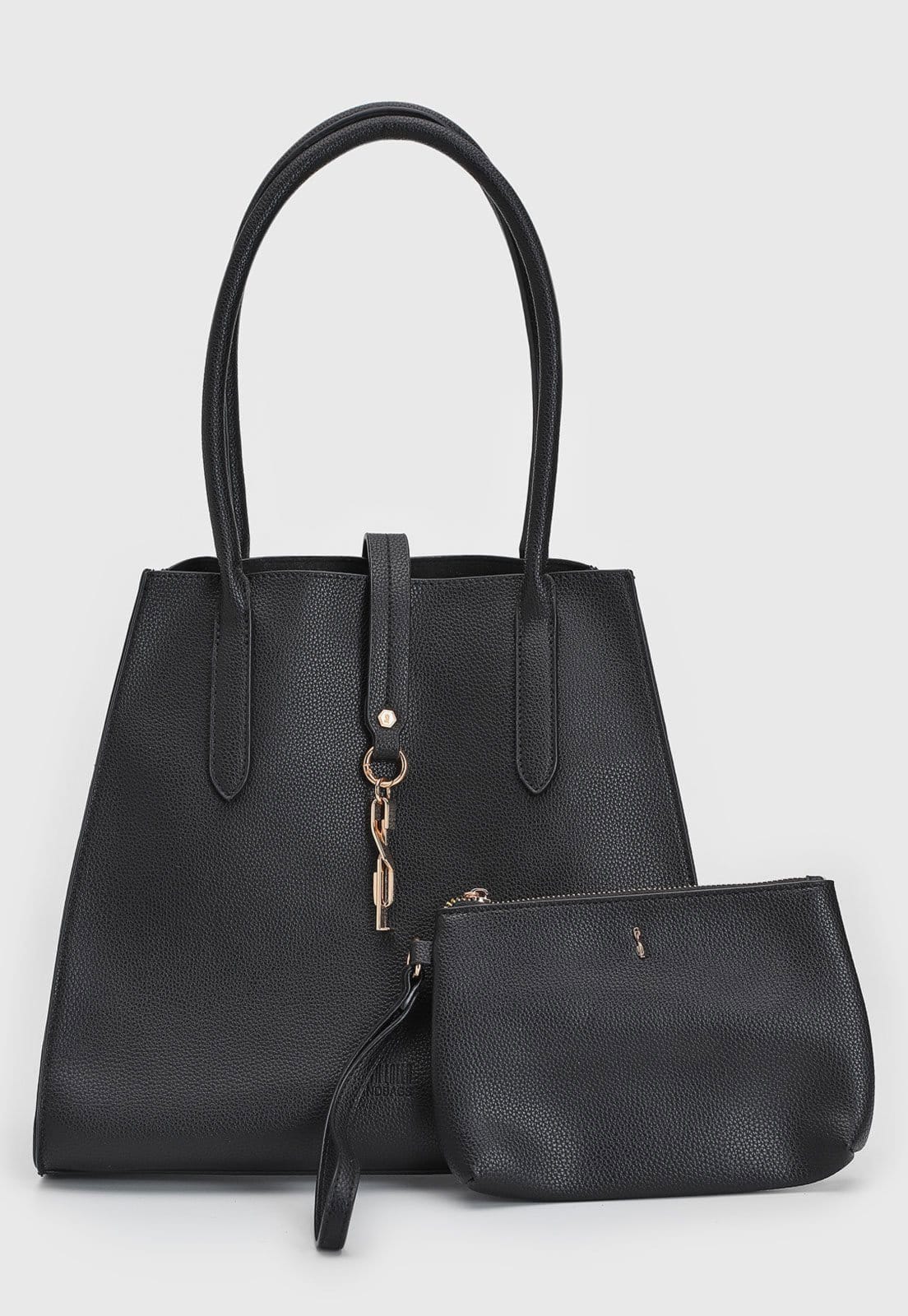 Vista 2 Kit Bolsa com Necessaire Feminina Santa Lolla Texturizada Preta Santa Lolla preto