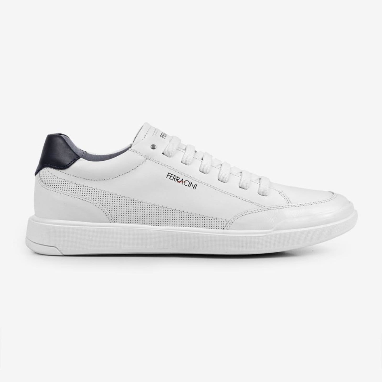 Vista principal Sapatênis Casual Masculino Couro Ferracini Básico Dia a Dia Esportivo Original Star 1056D FERRACINI branco azul