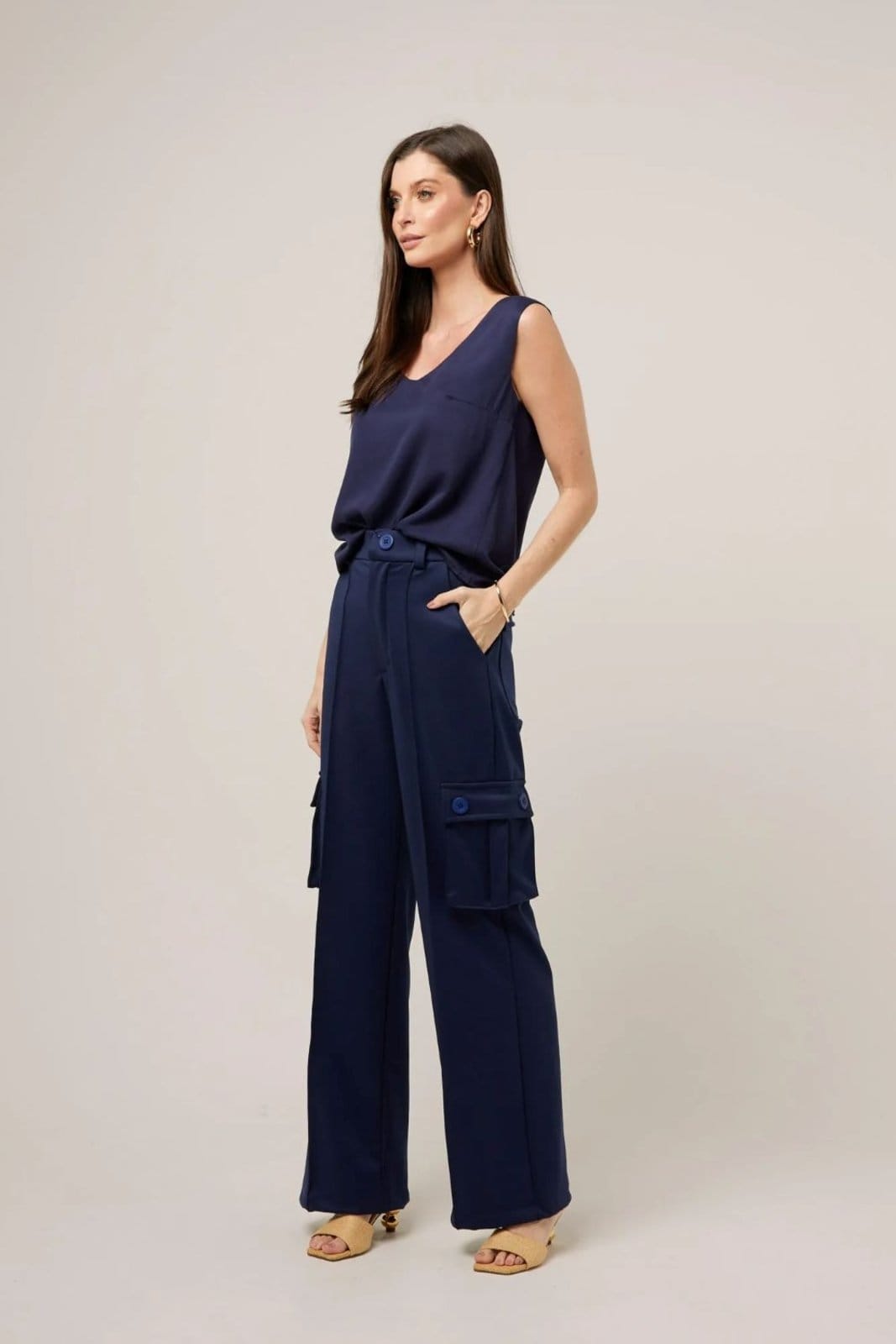 Calca Cargo Com Friso Lia