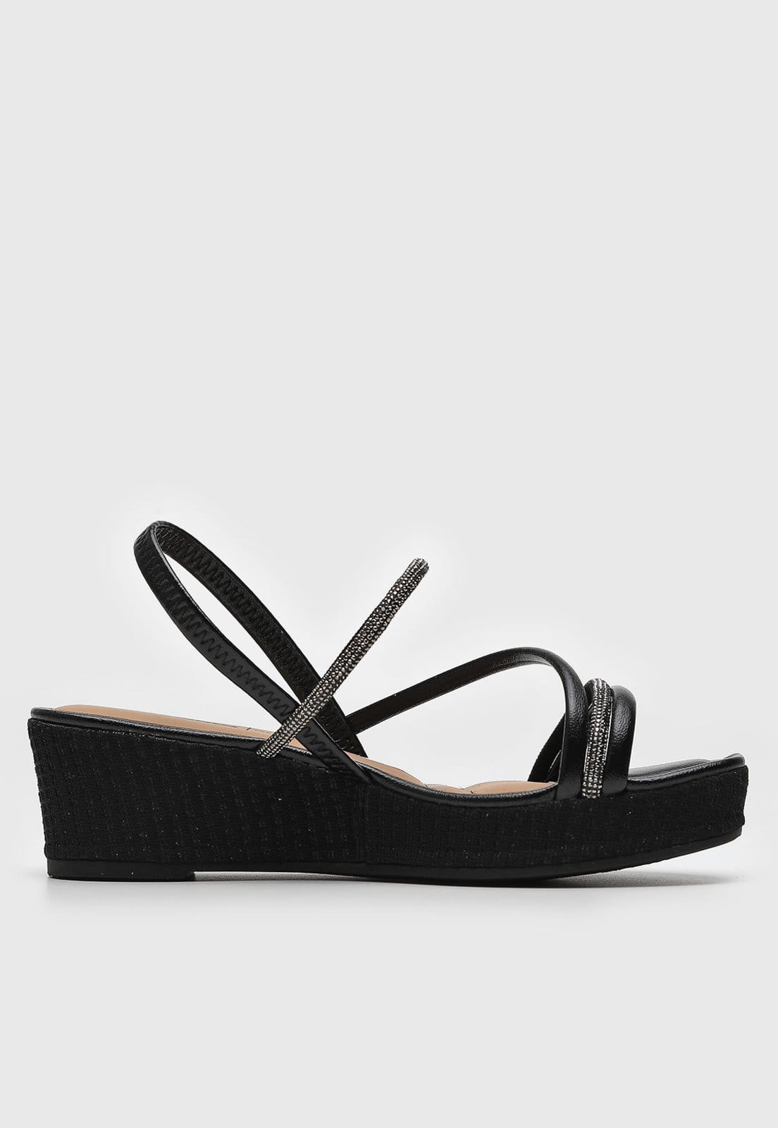 Vista 2 Sandália Feminina Dakota Anabela Baixa Preta Dakota preto