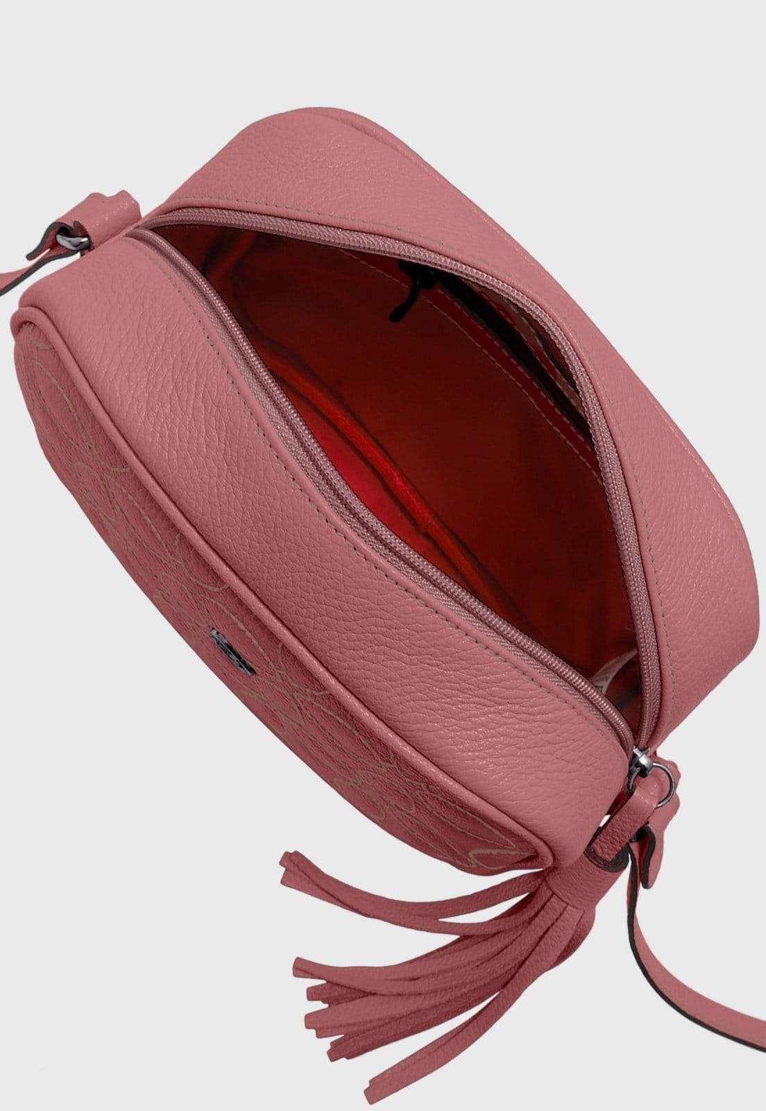 Vista 2 Bolsa Transversal Couro Mariart Gardênia Blush Mariart rosa