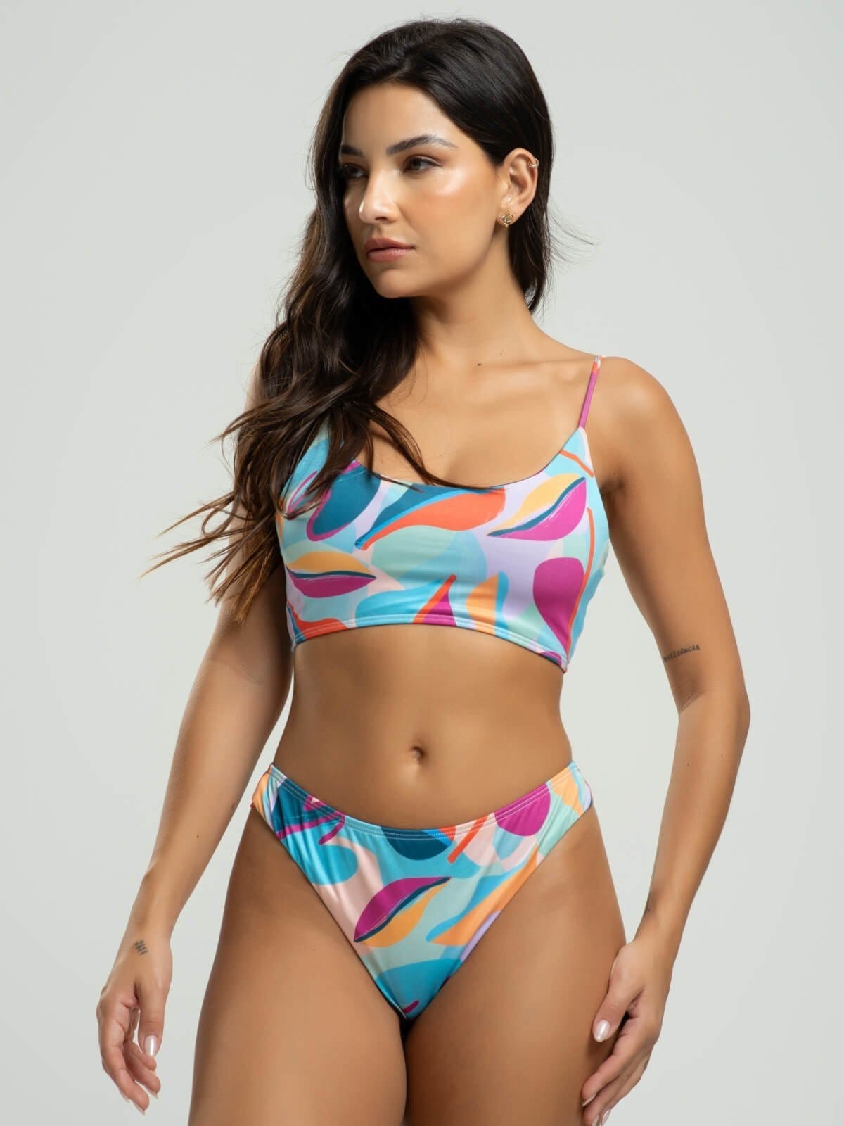 Vista 2 Biquini Faixa Calcinha Fio Duplo Proteção Uv 50+ Vicbela Colorido Vicbela estampado/multicolorido