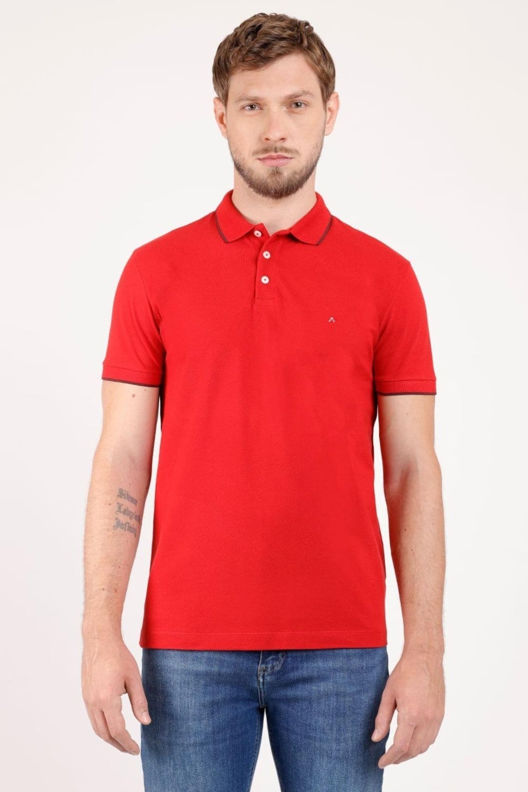 Vista principal Polo Aramis Manga Curta Piquet Classic Vermelho Com Burgundy Aramis incolor