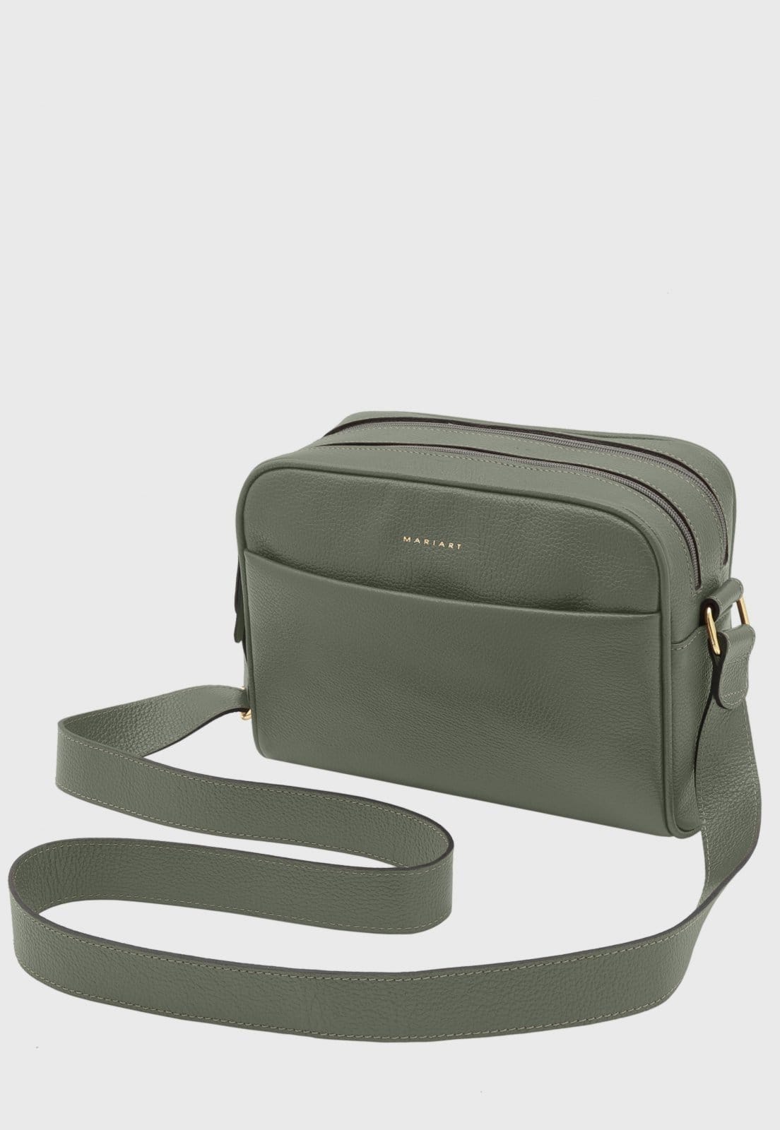 Bolsa Transversal de Couro Mariart Pupunha Army