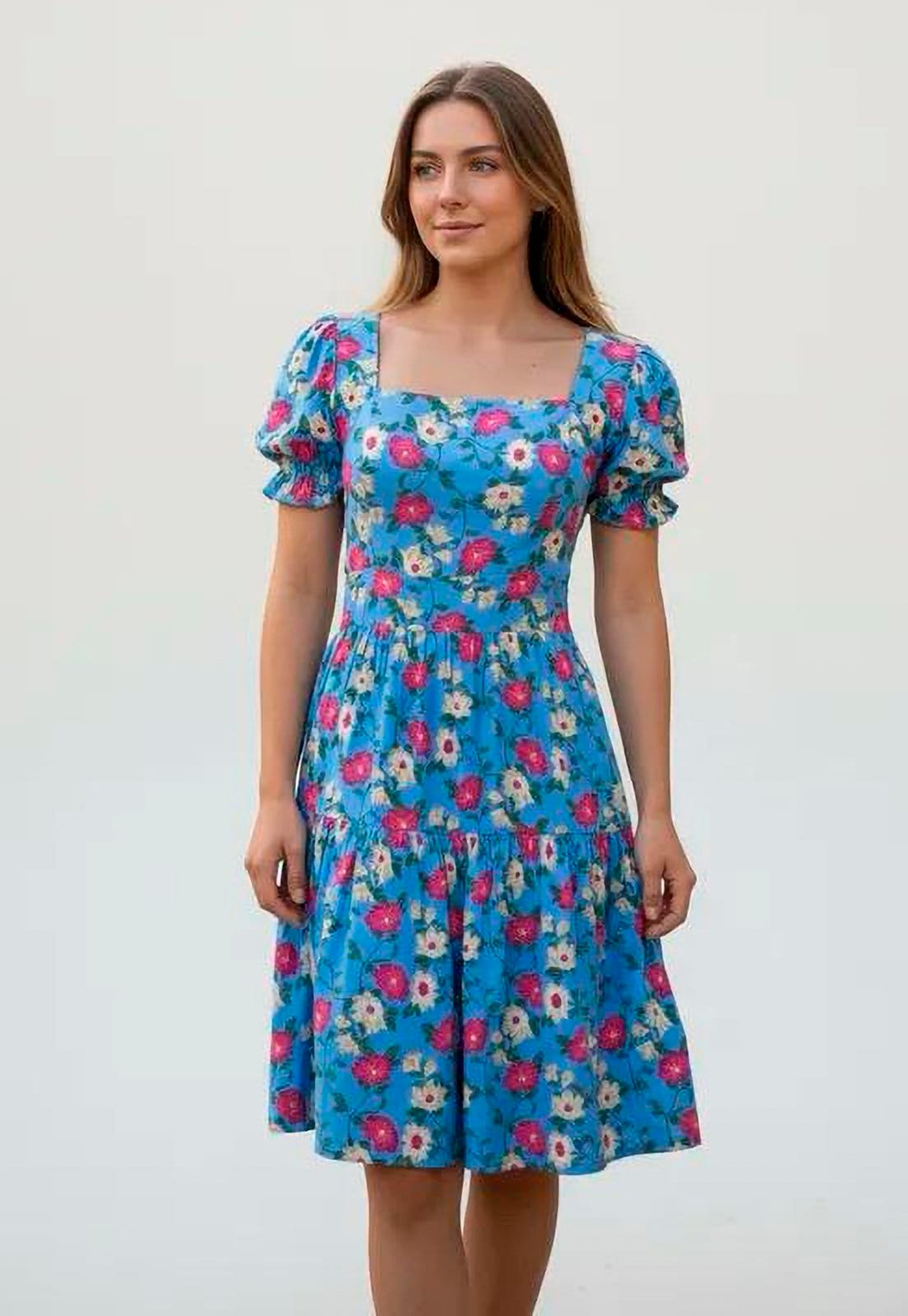 Vestido Amazonia Vital Curto Brisa Jardim Encantado Blue