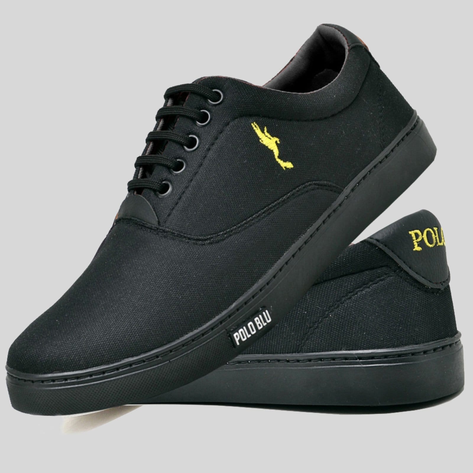 Sapatênis Casual Masculino Cano Baixo Polo Blu Solado Preto