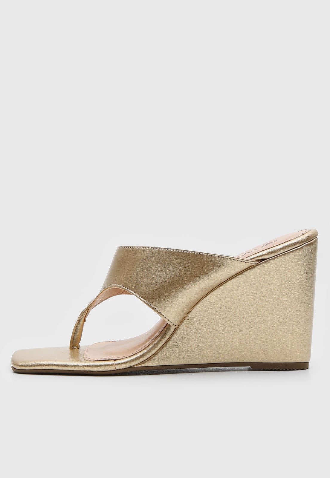 Sandália Feminina VIA UNO Anabela Metalizada Dourada