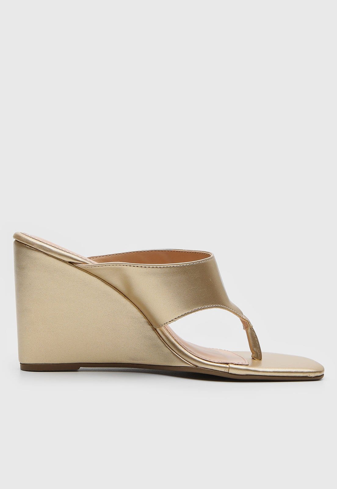 Vista 2 Sandália Feminina VIA UNO Anabela Metalizada Dourada VIA UNO dourado