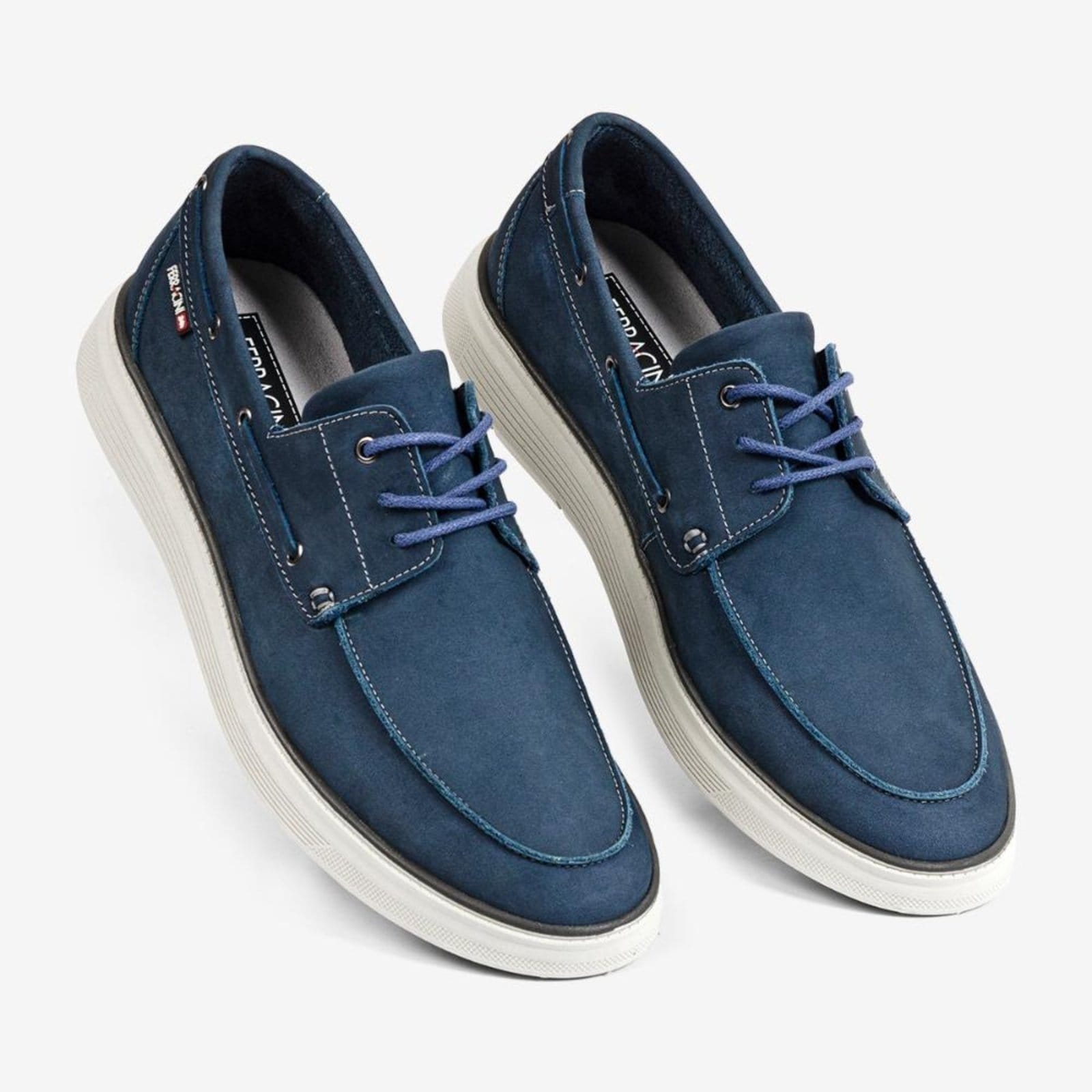 Vista 2 Mocassim Masculino Couro Legítimo Ferracini Confortável Prisma 7272-697E FERRACINI azul