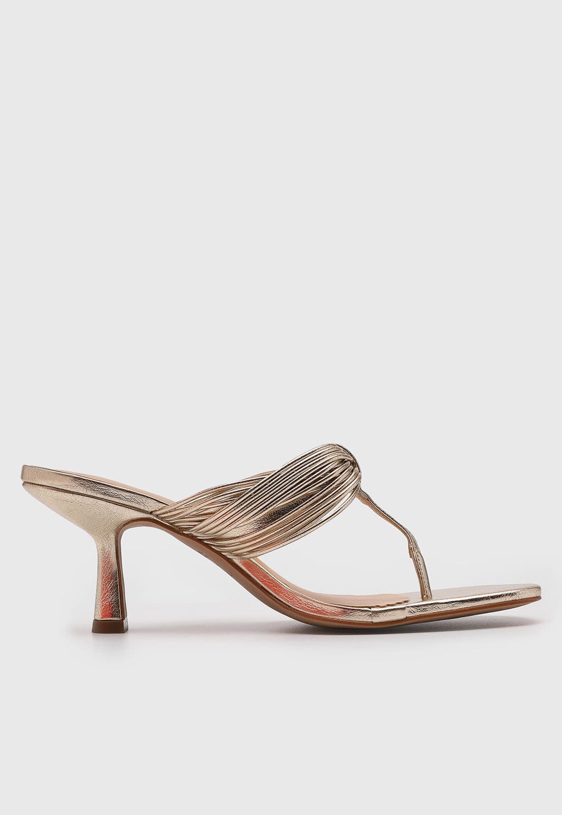 Vista 2 Sandália Feminina Luiza Barcelos Tiras Metalizada Dourada Luiza Barcelos dourado