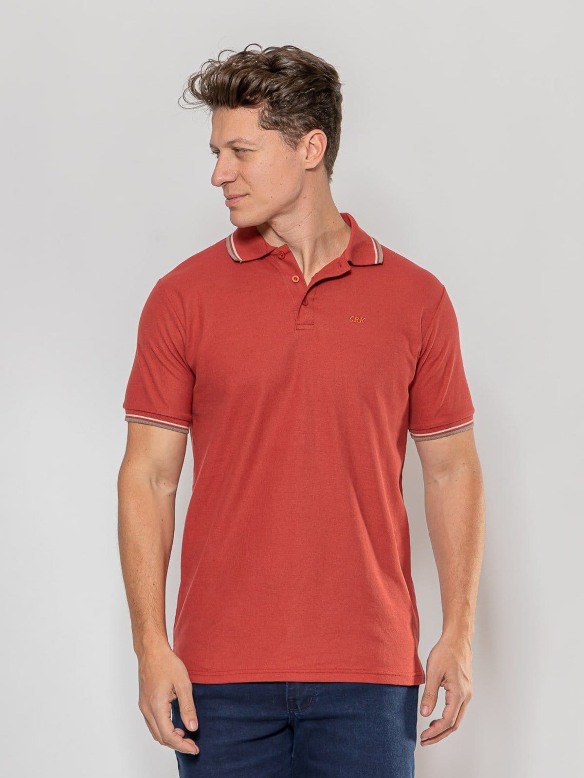 Vista 2 Kit 3 Camisas Polo Masculina Básicas Crocker , Marinho, Areia e Terracota - 50727 Crocker multicolorido