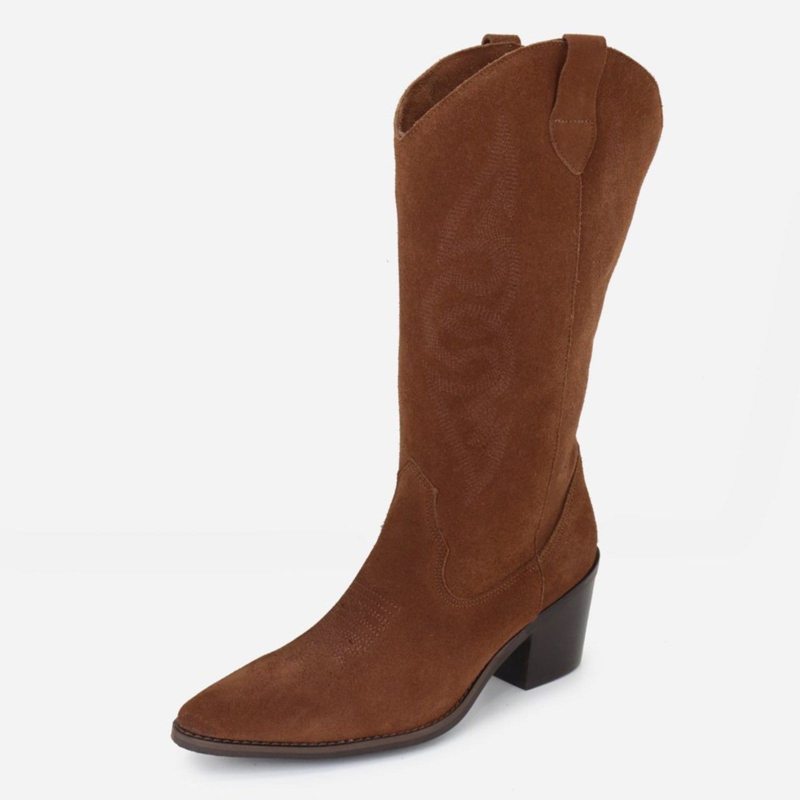 Vista principal Bota Texana Country Em Couro Feminina Bico Fino Maria Paula Camurça Cedro MARIA PAULA preto