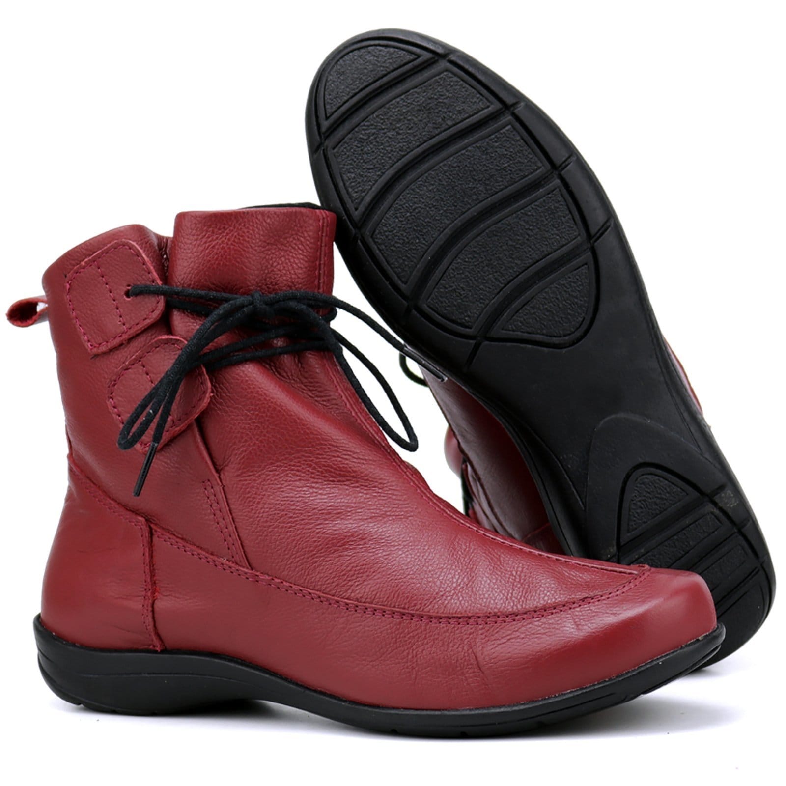 Vista 2 Bota Rasteira Mr. Gutt Cano Curto Couro Bordo Mr. Gutt bordô