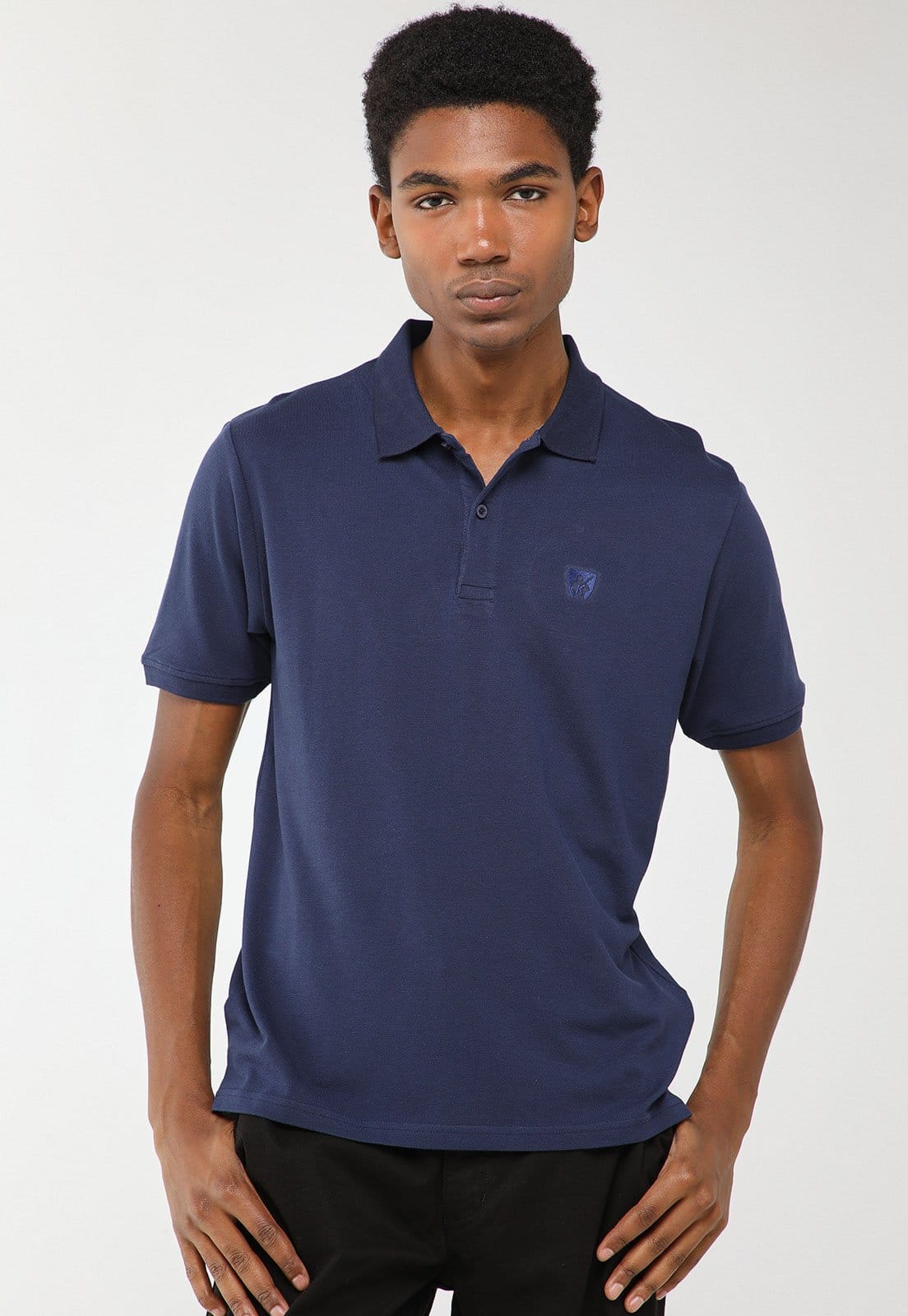 Vista 2 Kit 2 Camisas Polo Masculina MR Kitsch Slim Preta e Azul Marinho MR. KITSCH preto azul