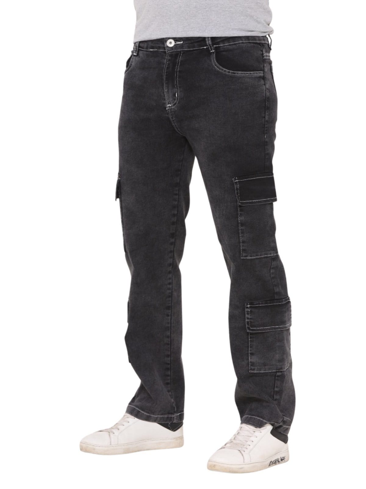 Vista 2 Calça Masculina Jeans Light Super Cargo 4 Bolsos Grafite JEANS LIGHT cinza