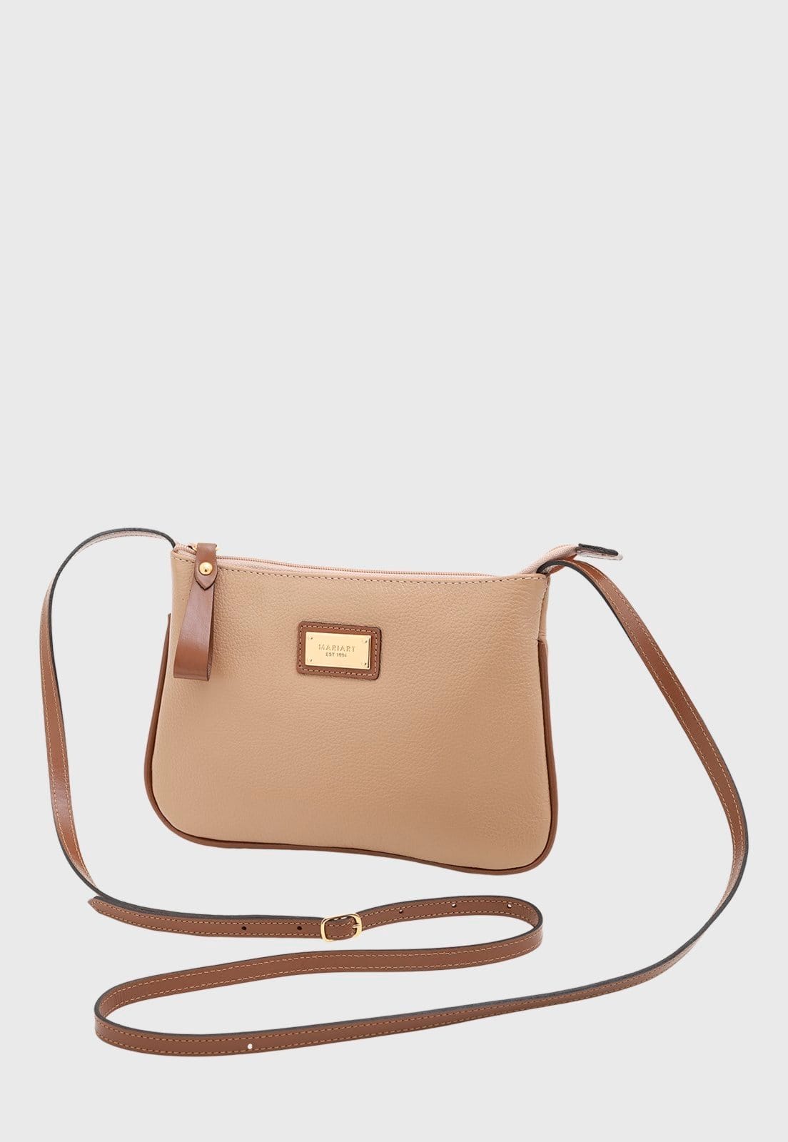 Vista 2 Bolsa Transversal Couro Mariart 199MRT Areia e Havana Mariart bege/caramelo