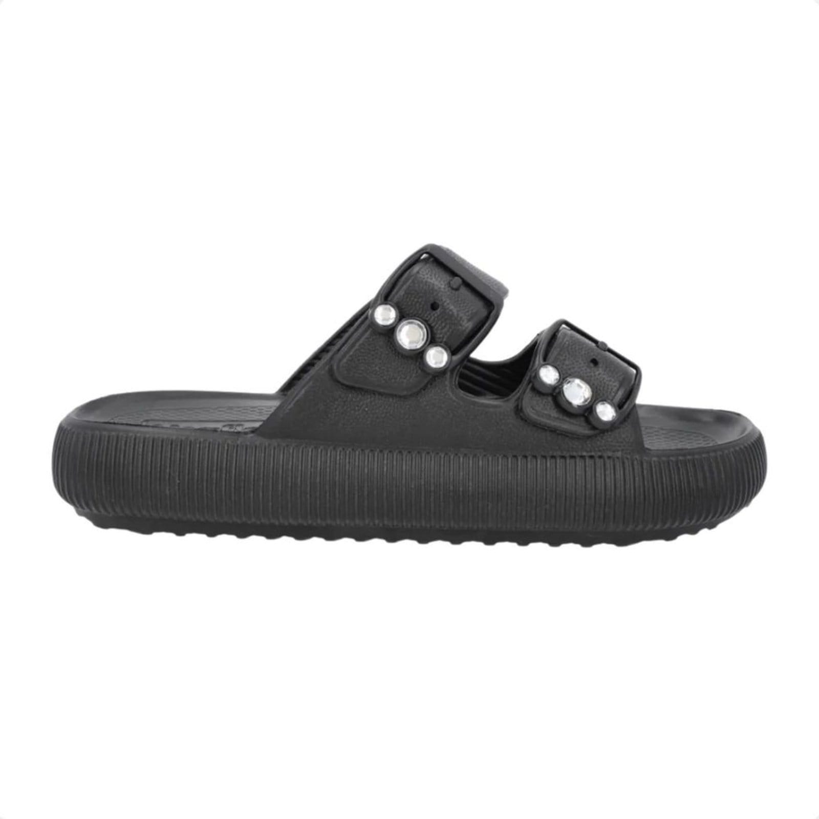 Vista principal Chinelo Feminino Slide Poofy Fivela Usaflex Usaflex preto