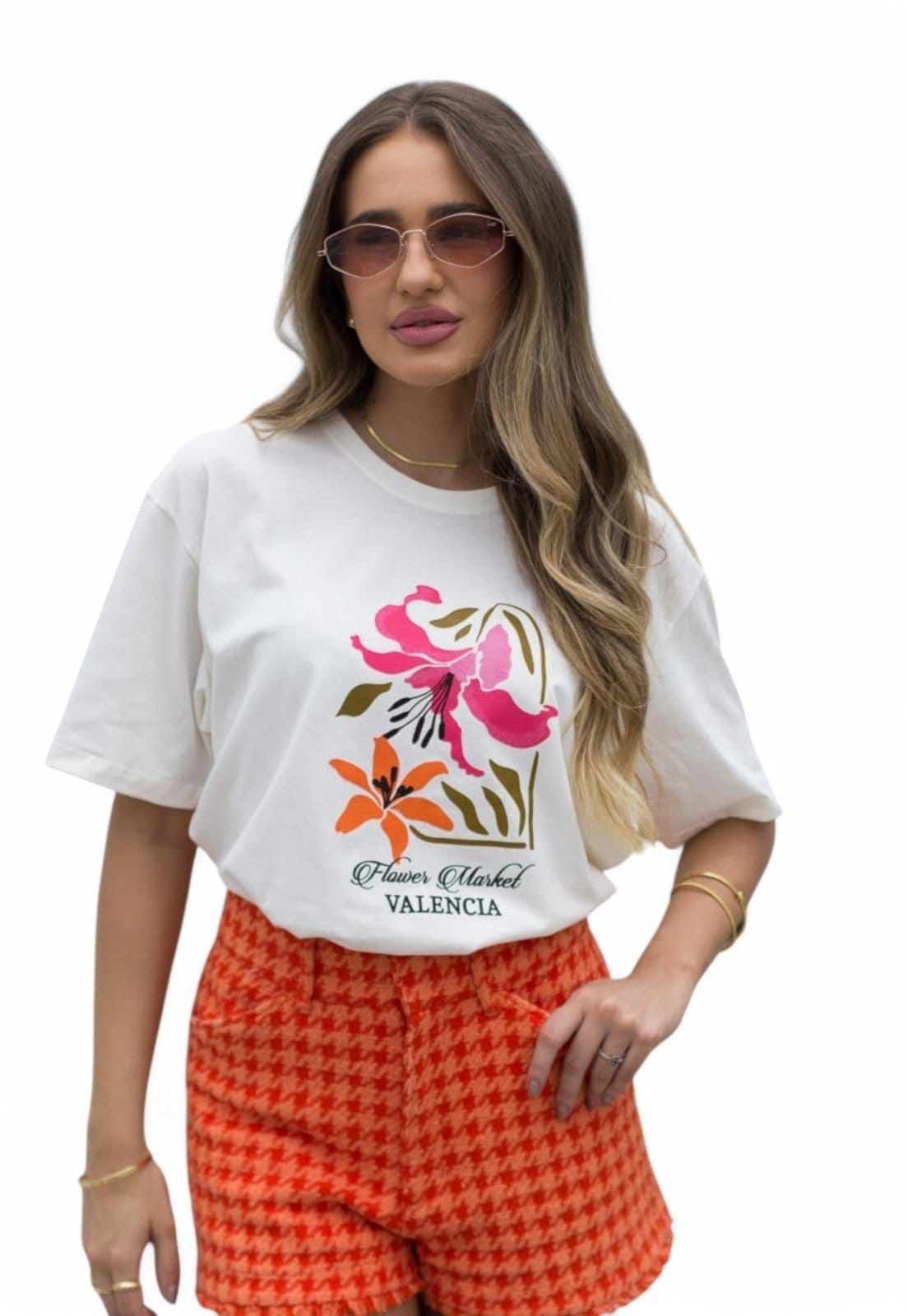 Vista principal Camiseta Cianitas Off Estampa Flores Valência Cianitas off-white