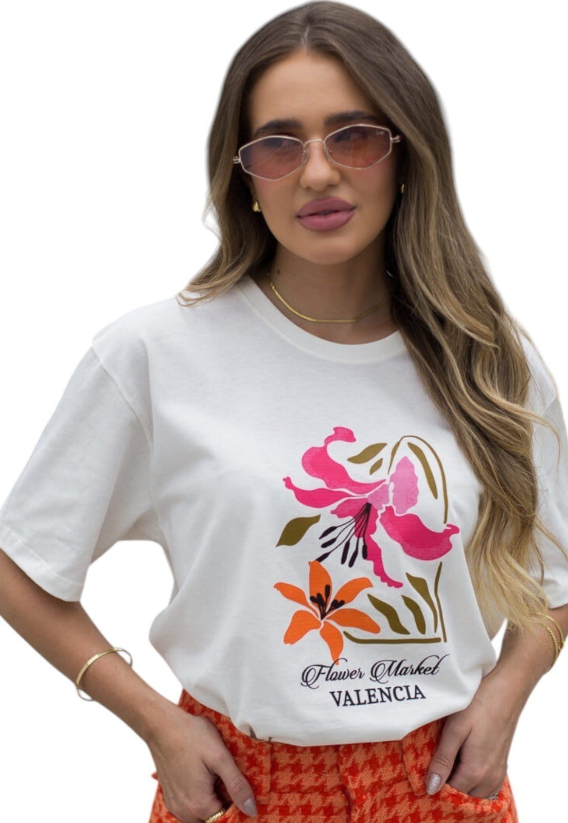 Vista 2 Camiseta Cianitas Off Estampa Flores Valência Cianitas off-white