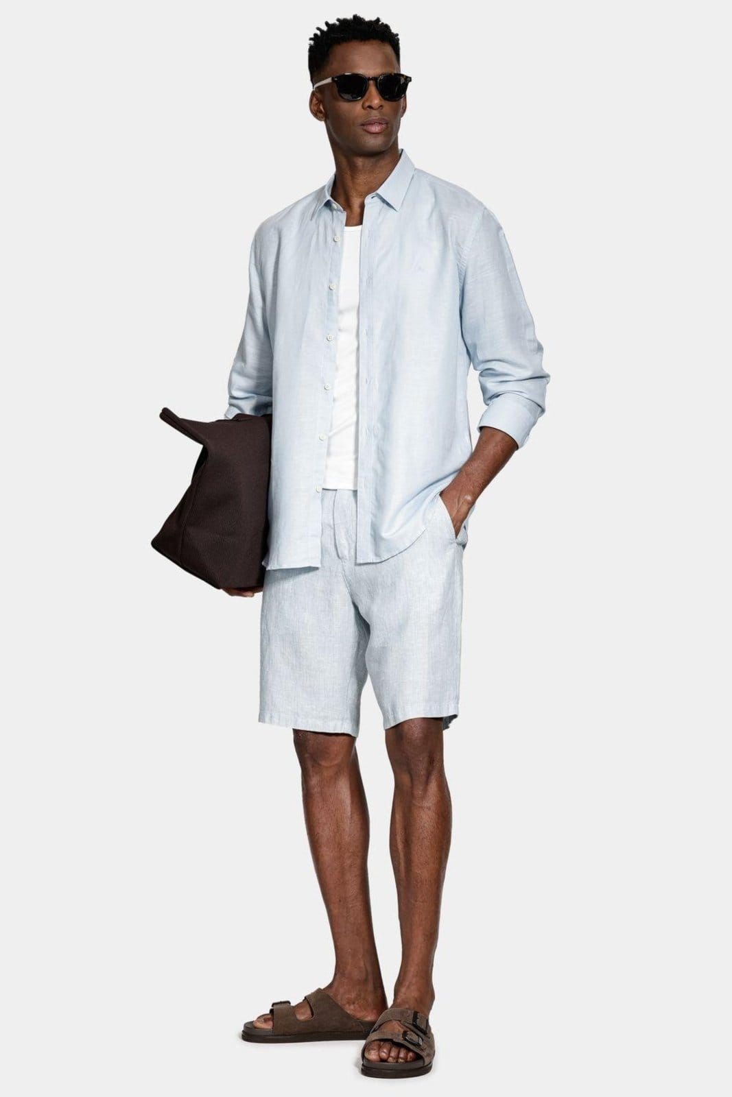 Vista 2 Camisa Aramis Manga Longa Regular Linho Claro Aramis azul