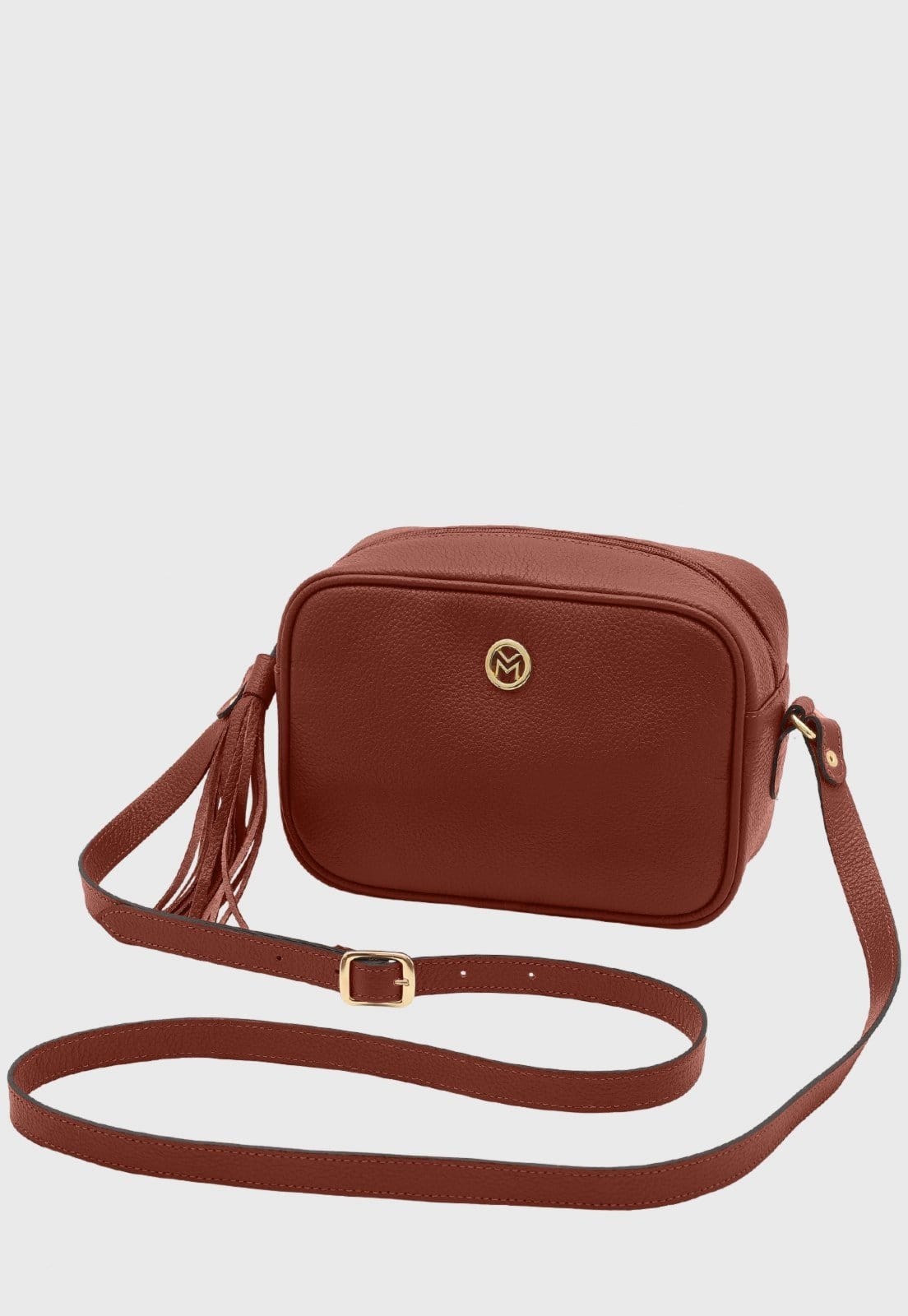 Bolsa Transversal de Couro Mariart Titânio Terracota