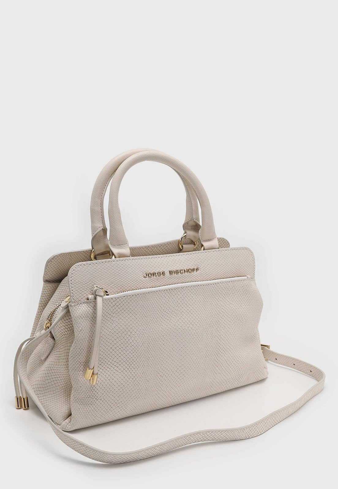 Vista 2 Bolsa Grande Feminina Jorge Bischoff Texturizada Off-White Jorge Bischoff off-white white