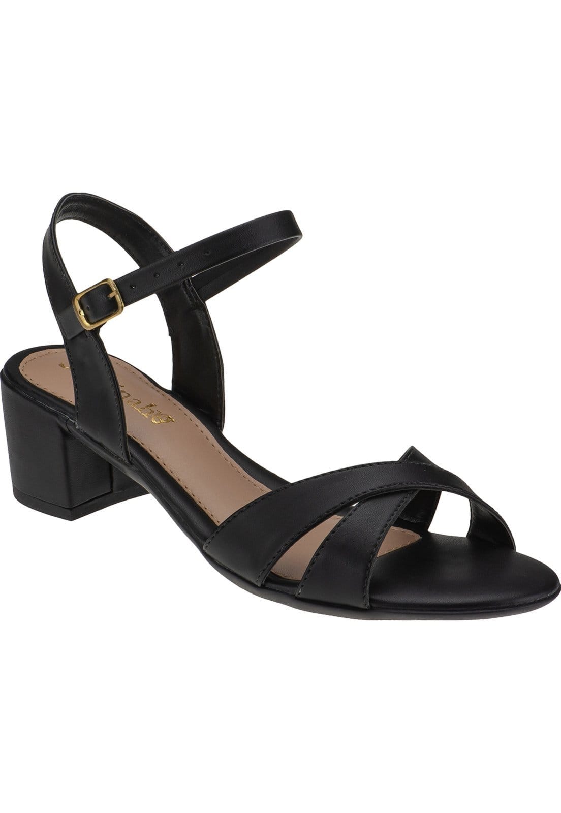 Sandália Saltinho Confortável Shekinah Tiras Cruzadas em X Salto Feminino Baixo