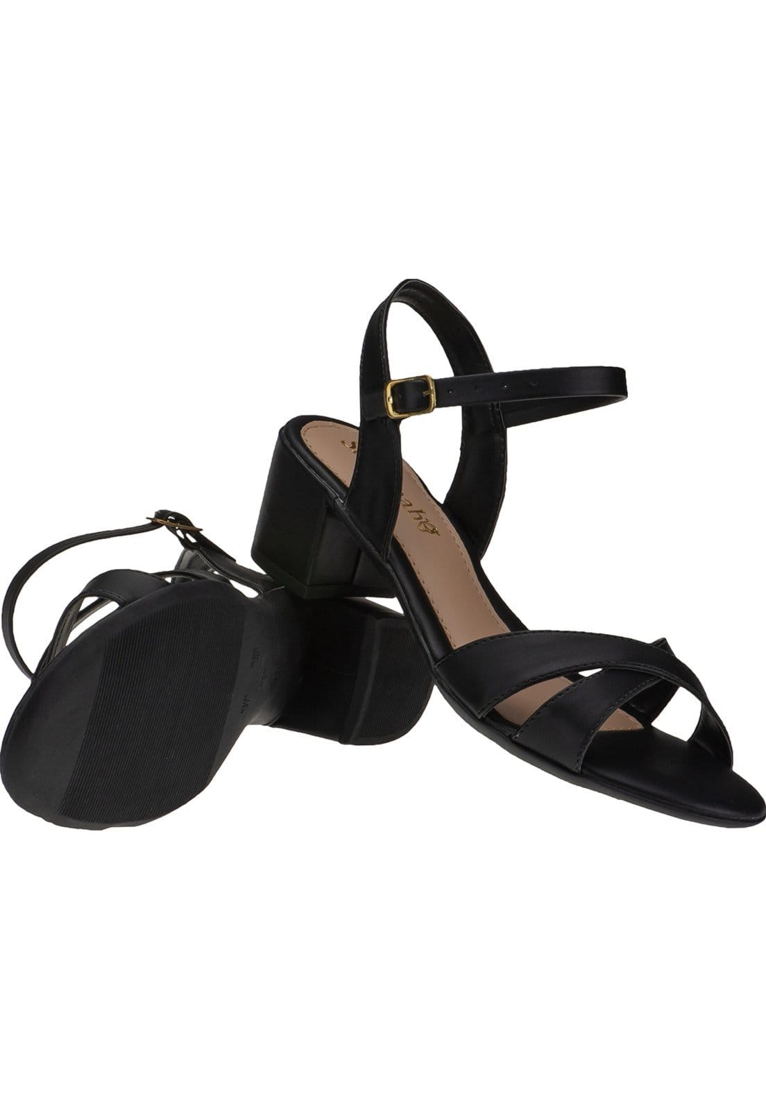 Vista 2 Sandália Saltinho Confortável Shekinah Tiras Cruzadas em X Salto Feminino Baixo Shekinah preto