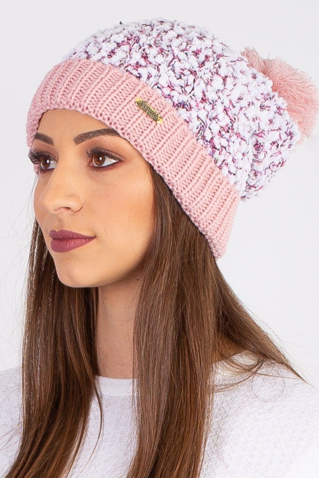 Gorro Enluaze Feminino De Malha Com Pompom 60020 Branco